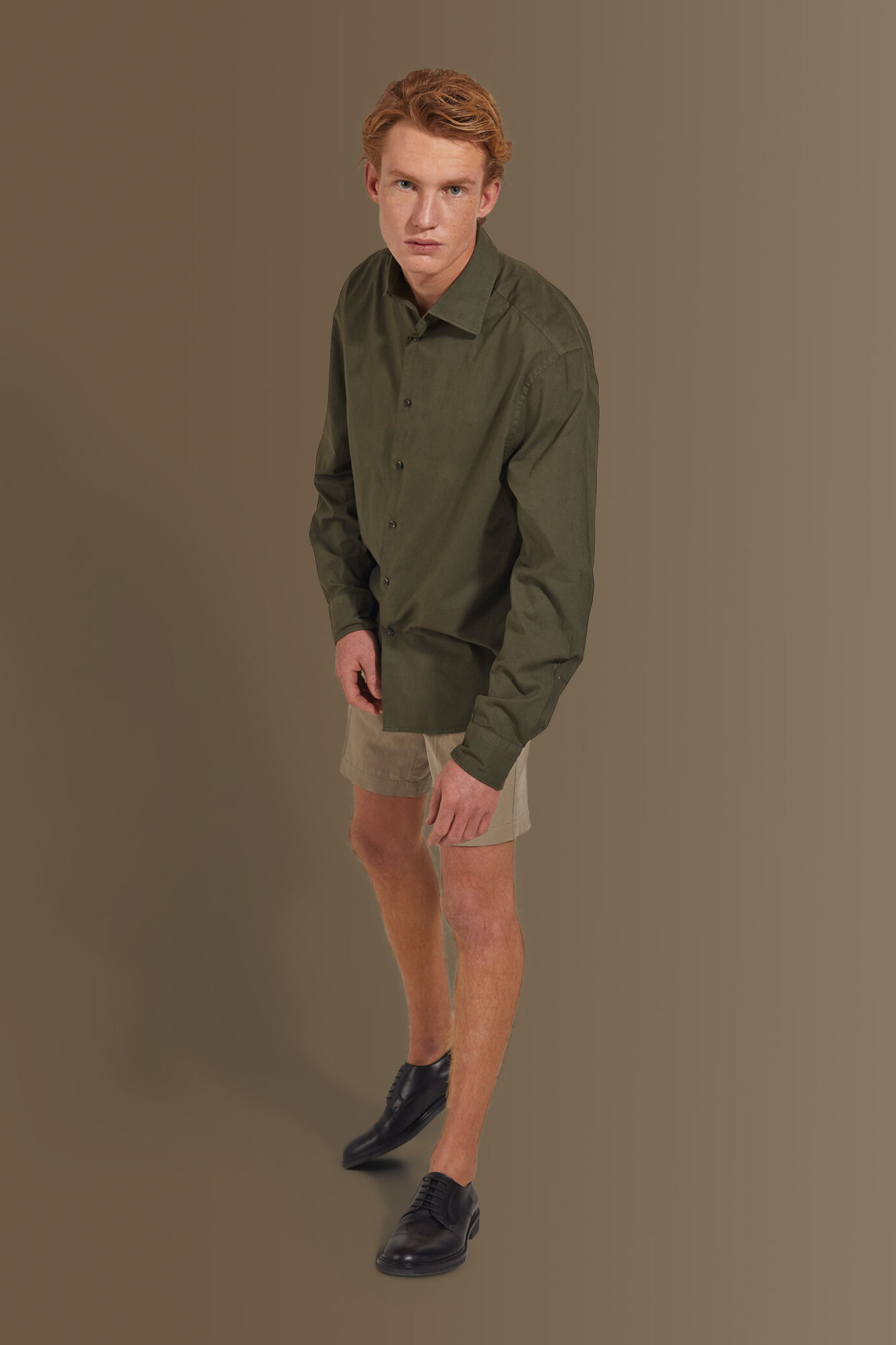 Camicia casual uomo collo francese in mussola di cotone image number 0