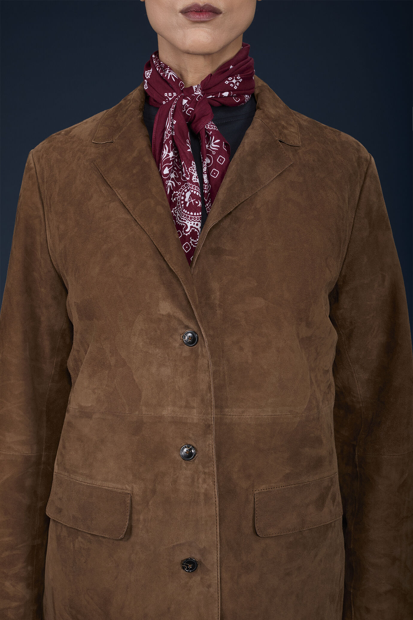 Manteau pour femme, 100% daim véritable, coupe classique image number 2