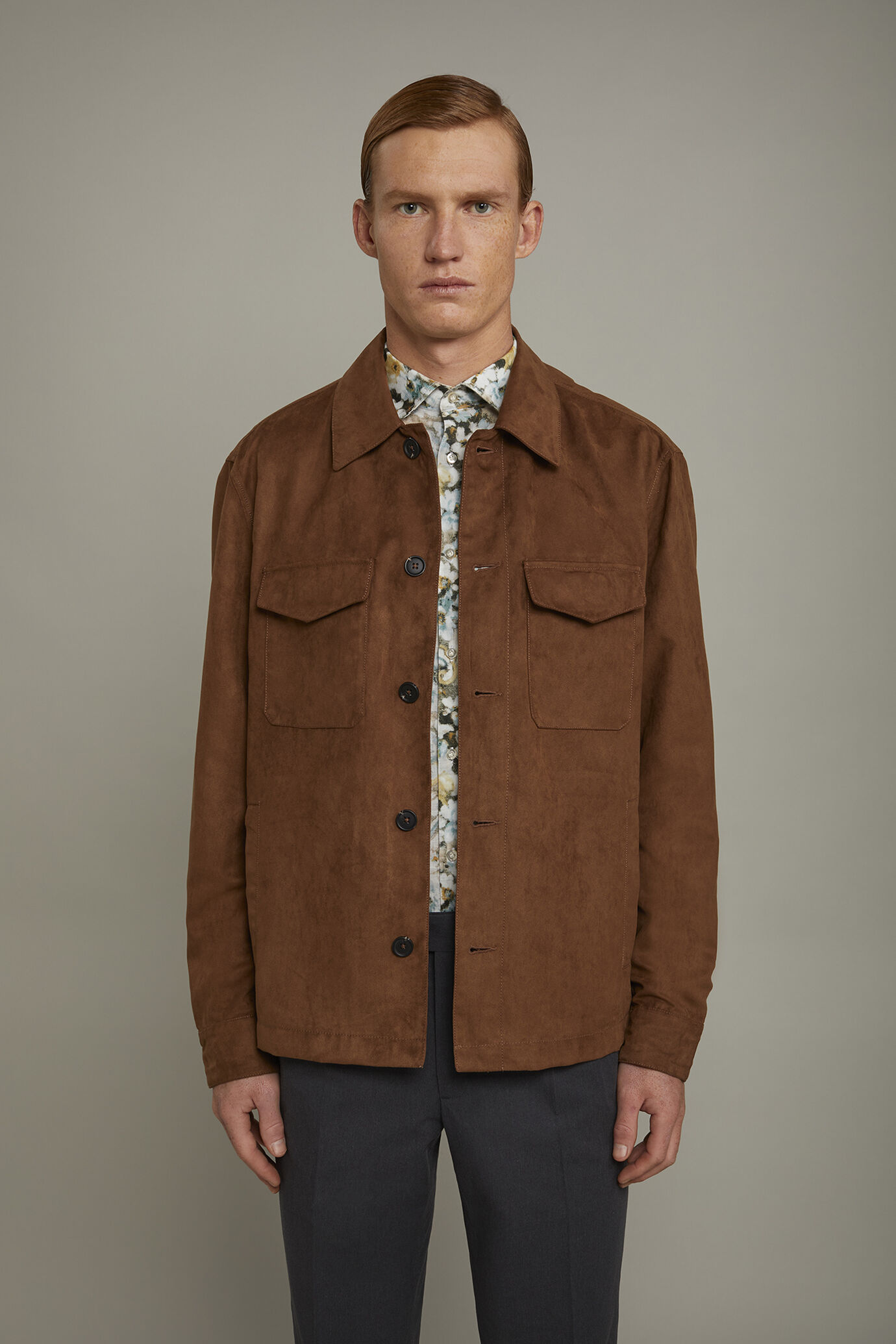 Men's jacket with suede-like fabric regular fit image number 2