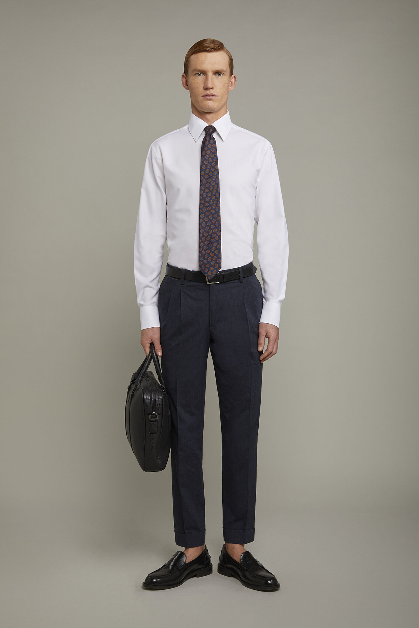 Men's shirt classic collar 100% cotton pinpoint fabric plain regualr fit image number 0