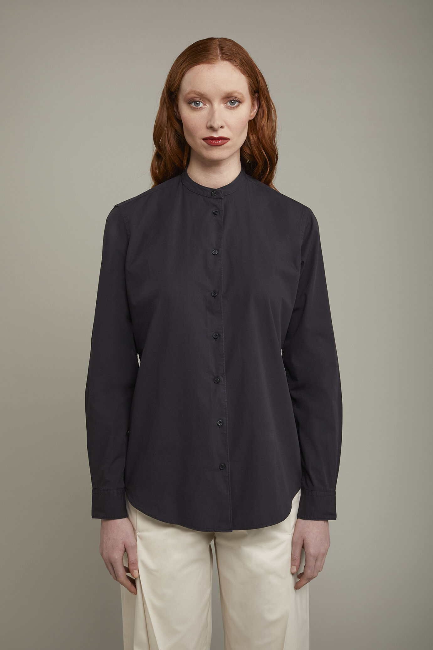Camicia donna con collo coreano 100% cotone image number 2