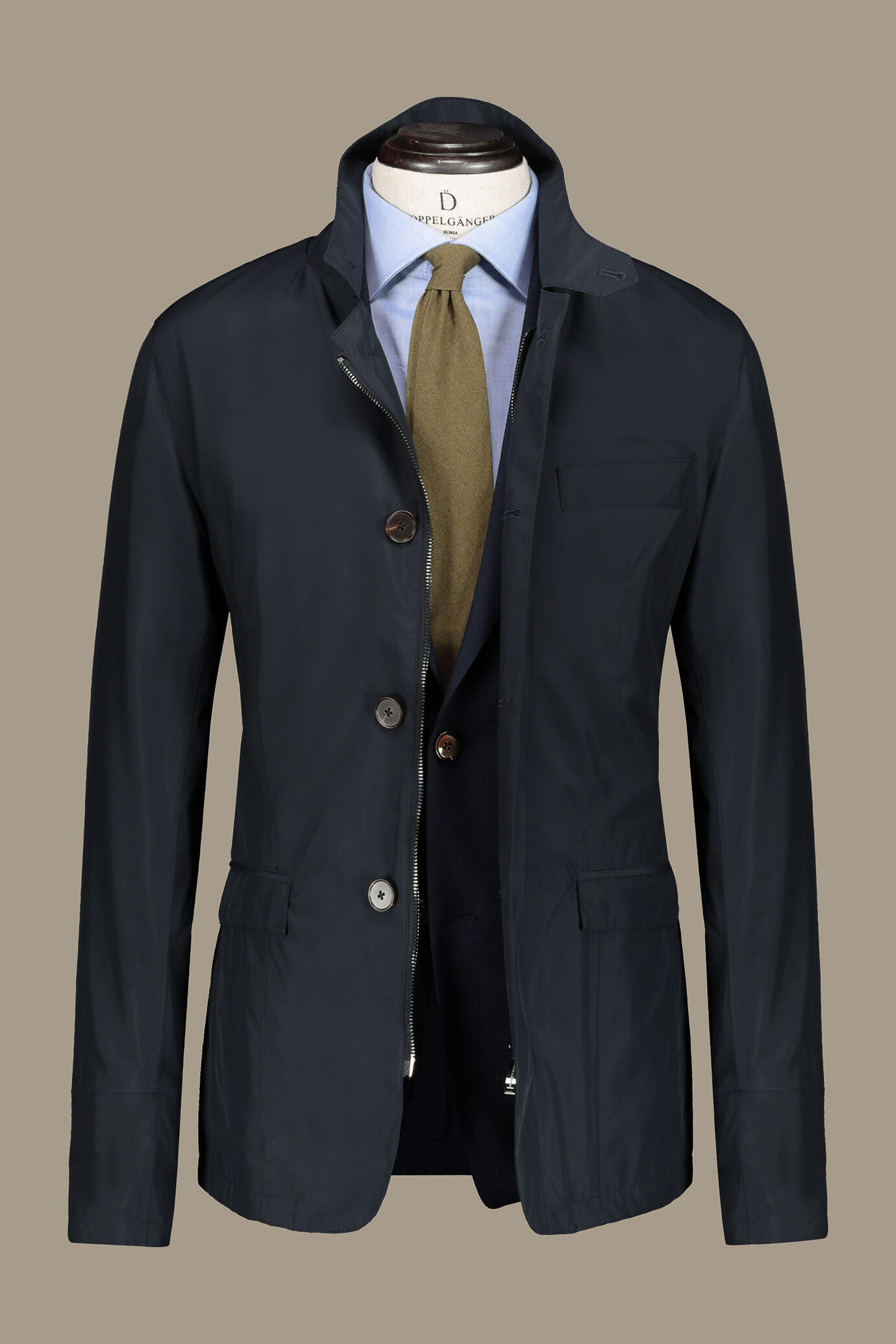 Field jacket sfoderata con tessuto tecnico image number 5