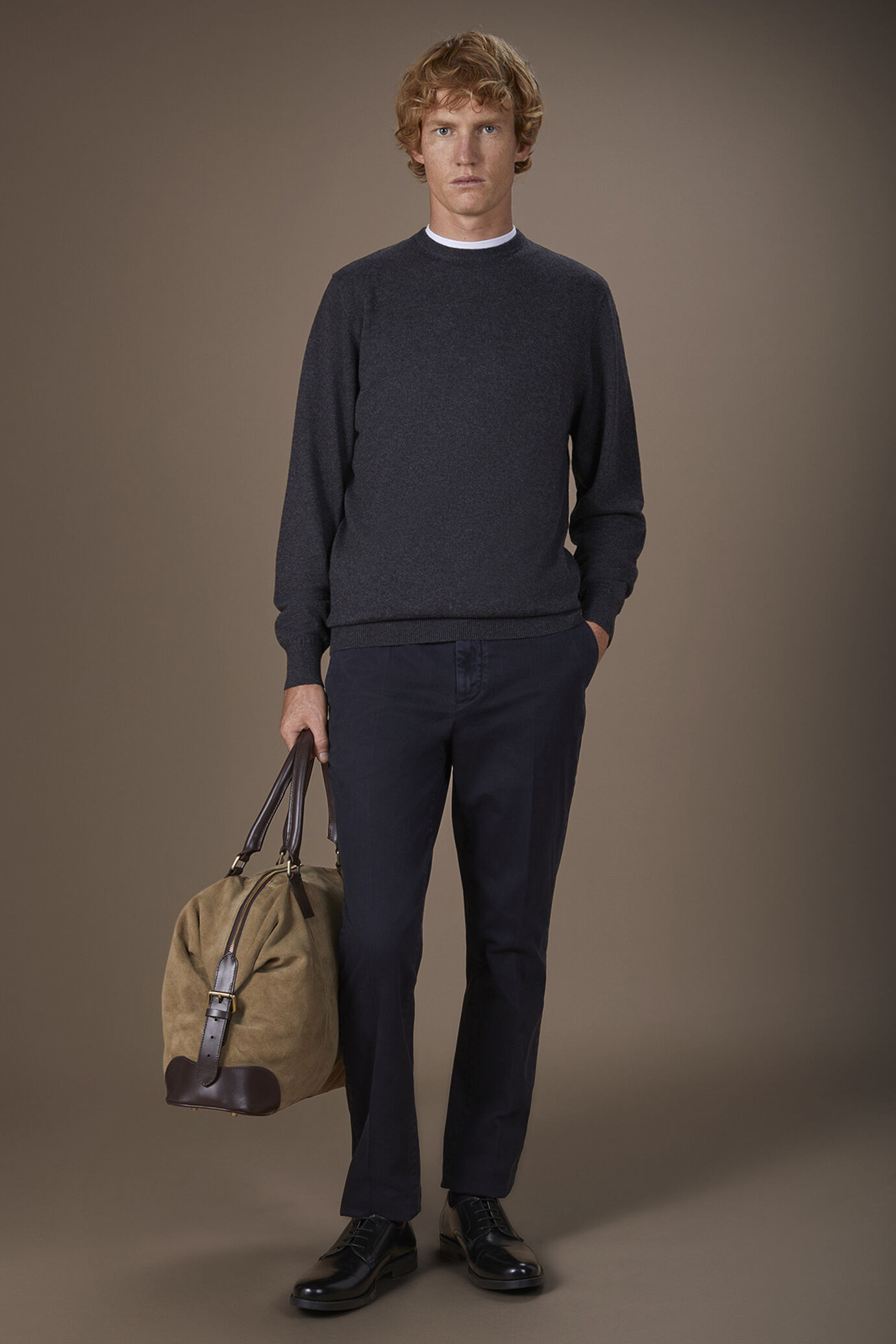 Maglia uomo girocollo lana e cotone regular fit image number 1
