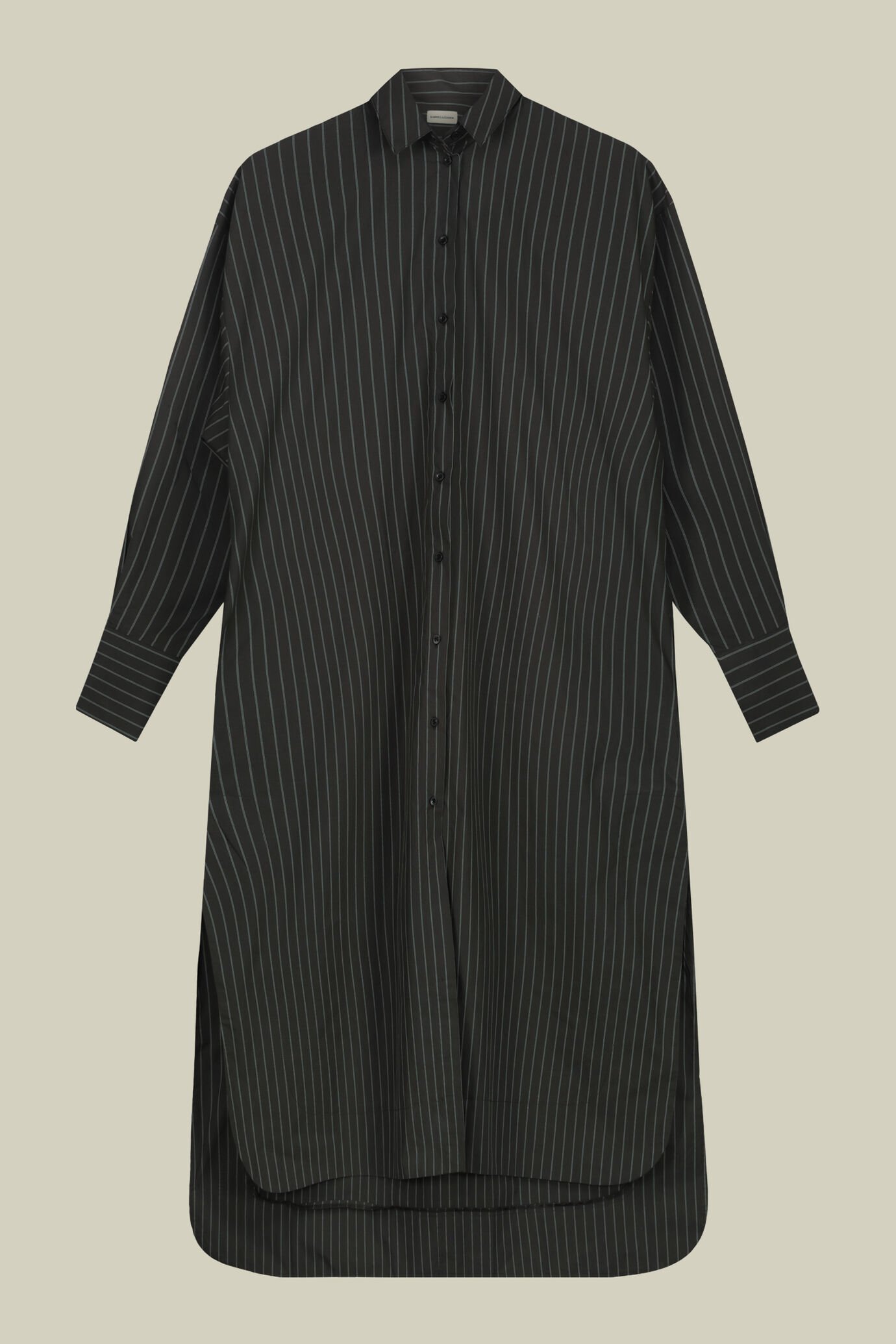Shirt dress in striped yarn-dyed fabric