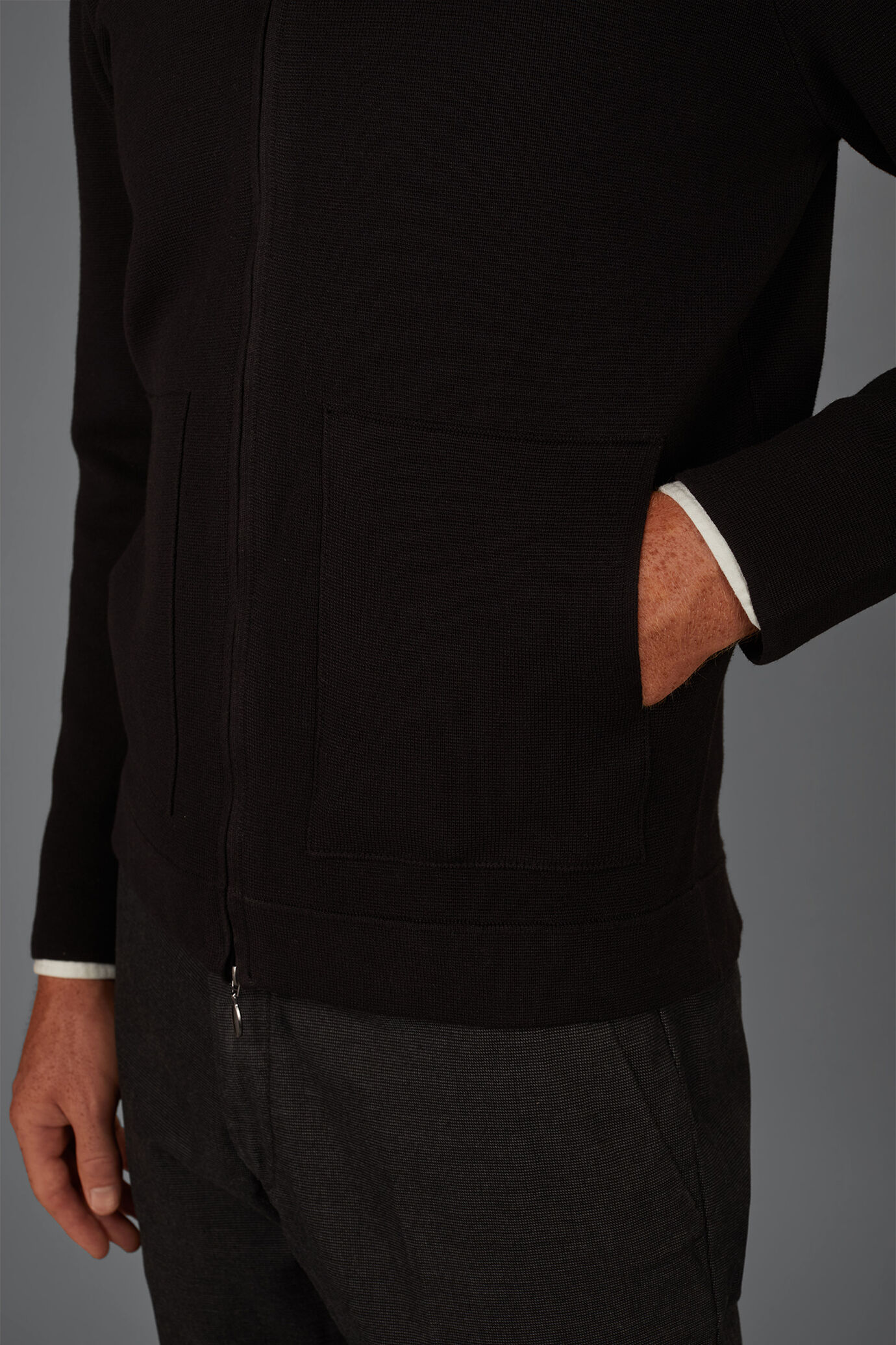 Herren-Strickjacke mit Rei&szlig;verschluss ungef&uuml;ttert aus 100% Baumwolle Regular Fit image number 3