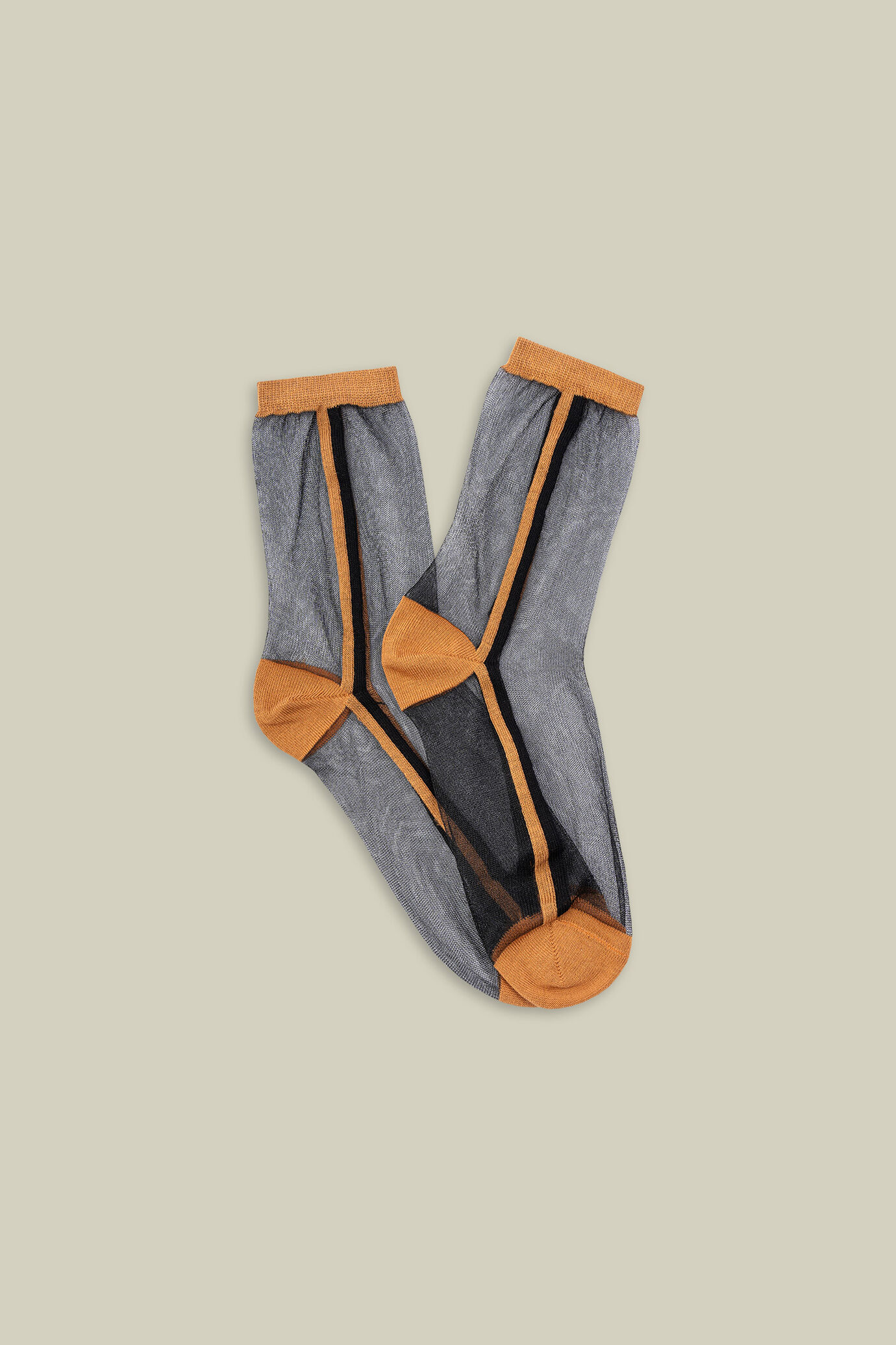 Chaussettes transparentes pour femme avec rayures latérales image number 0