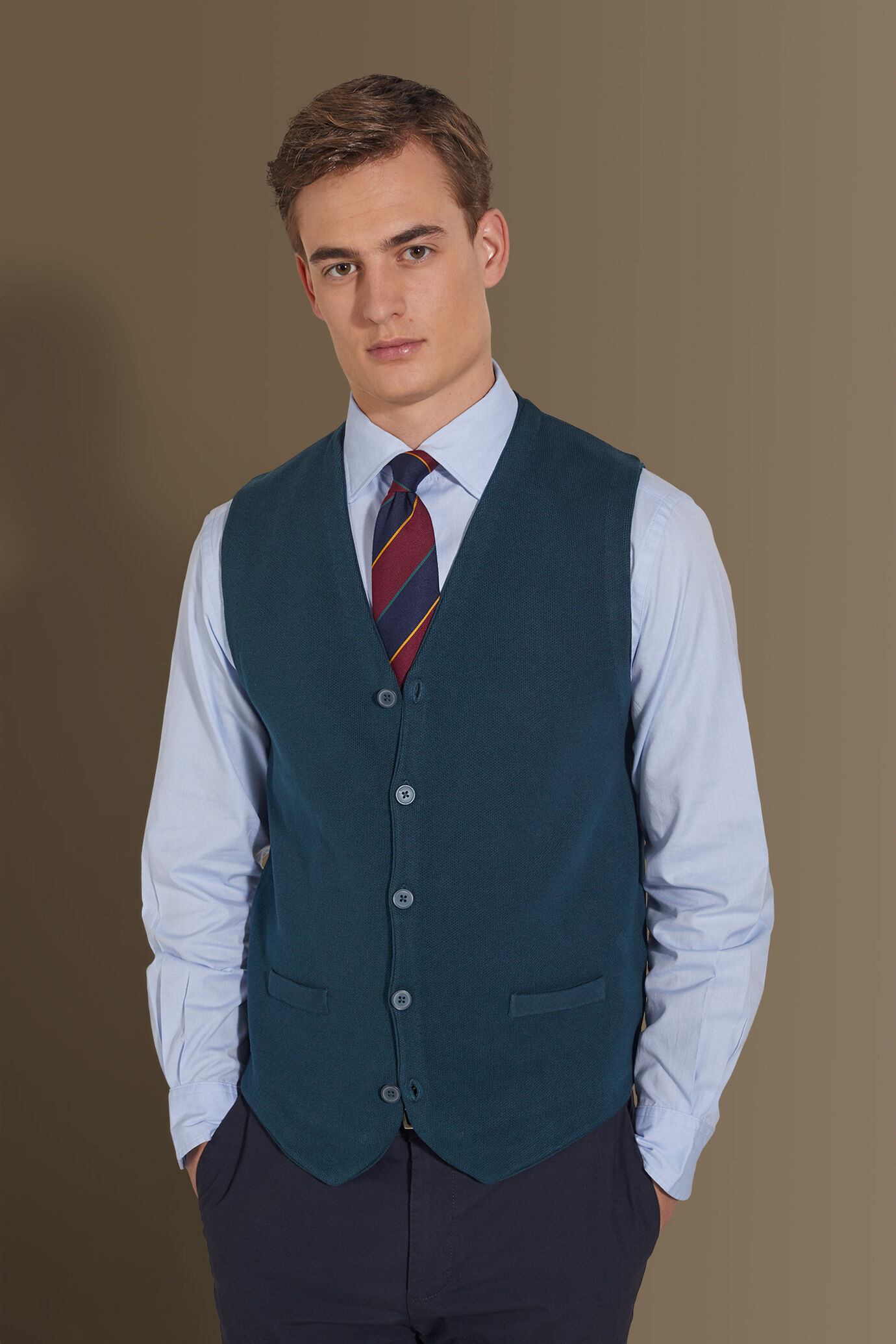 Gilet in maglia monopetto uomo puro cotone image number 0
