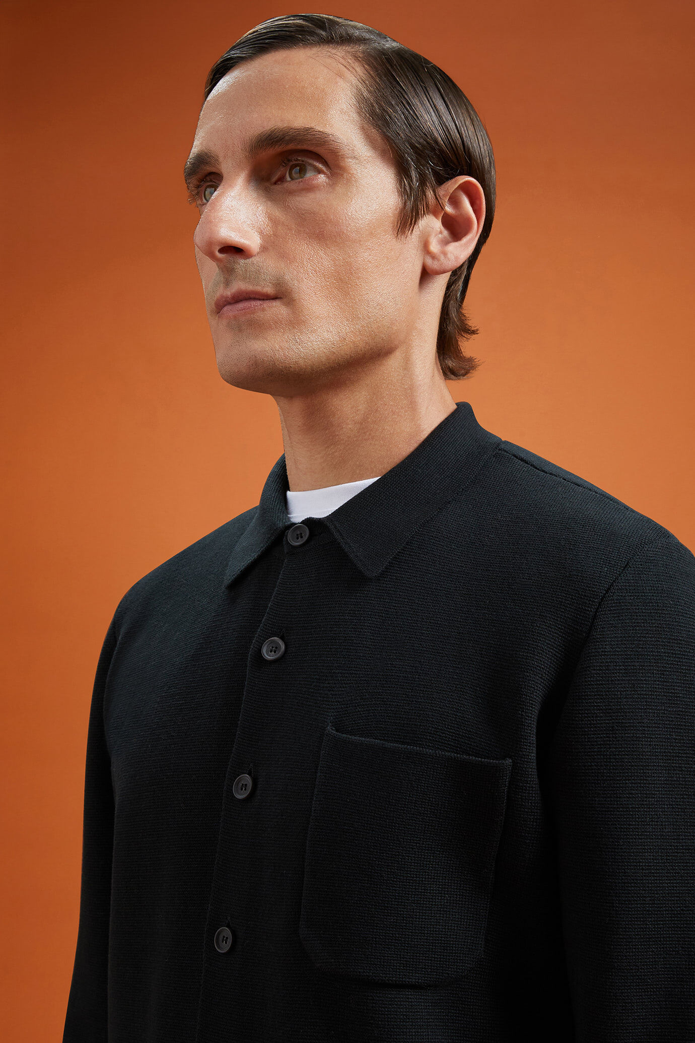 Shacket uomo in jersey 100% cotone Punto Milano regular fit image number 4