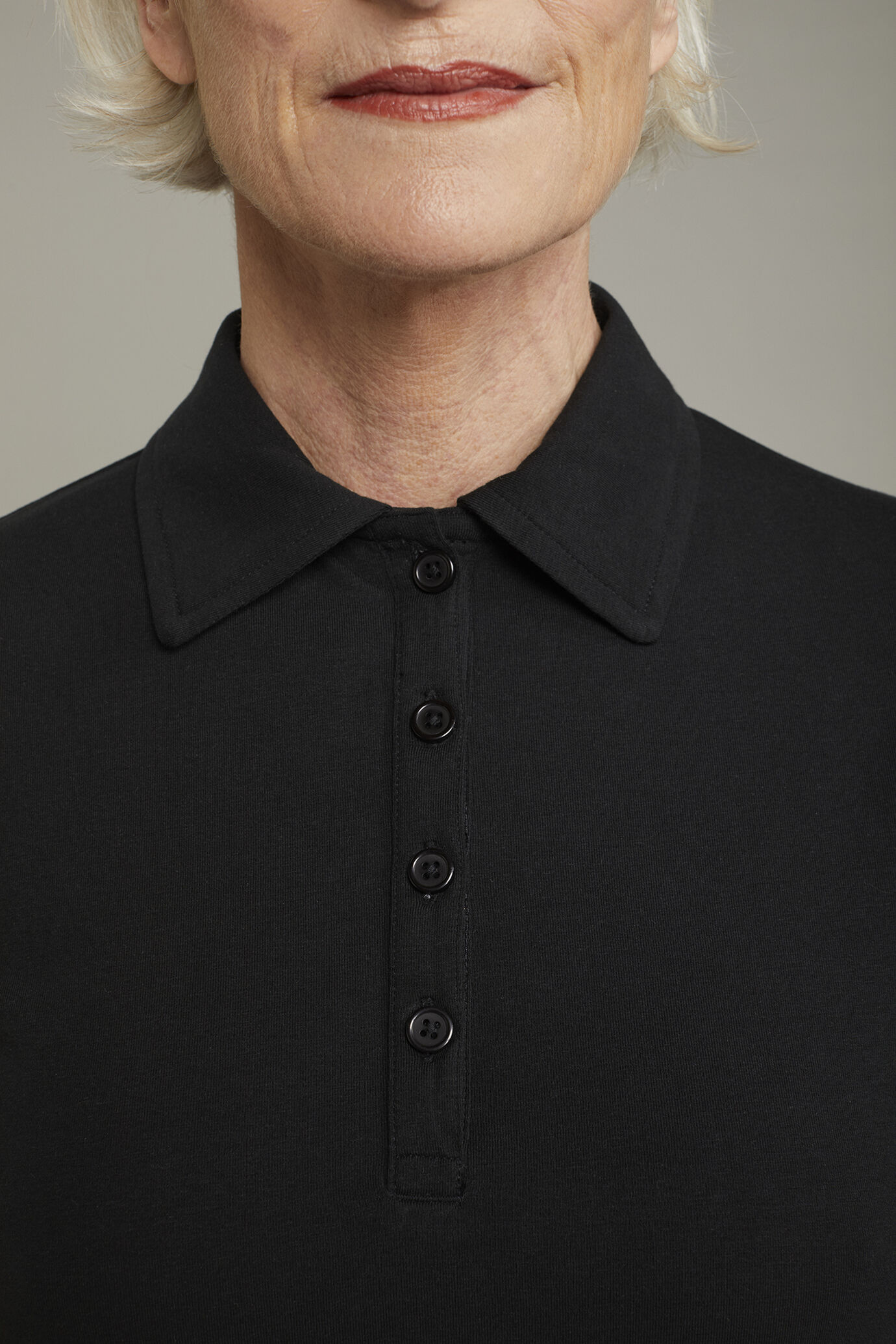 Damen Midikleid mit Polokragen und kurzen Ärmeln aus Stretch-Baumwolljersey in normaler Passform image number 3