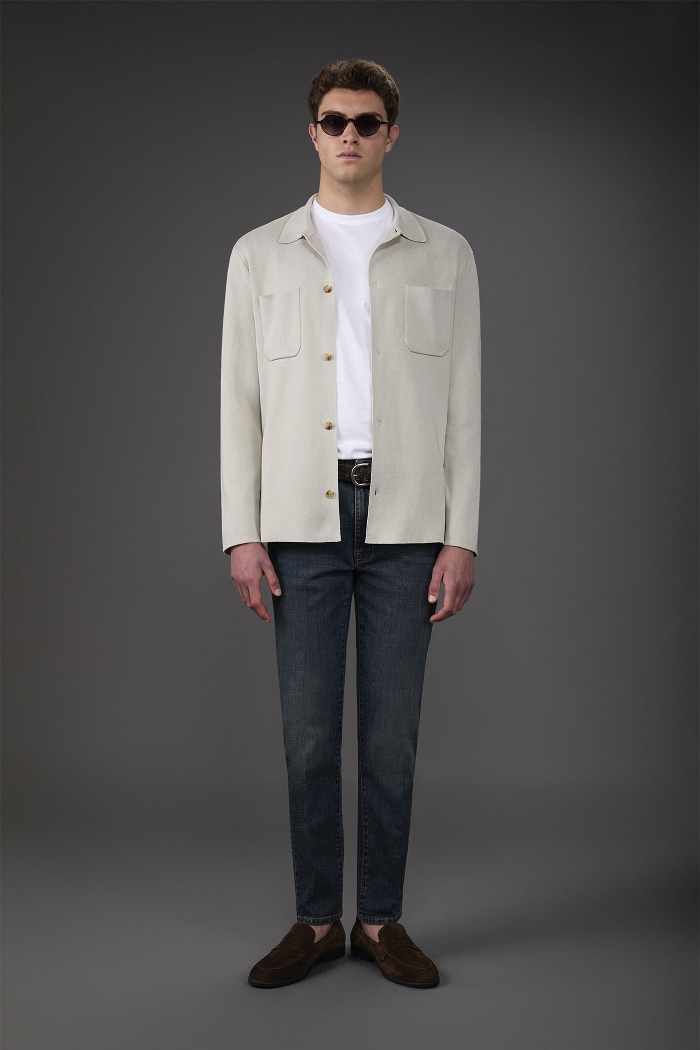 Cardigan uomo con tasche a toppa, punto milano 100% cotone a maglia image number 0