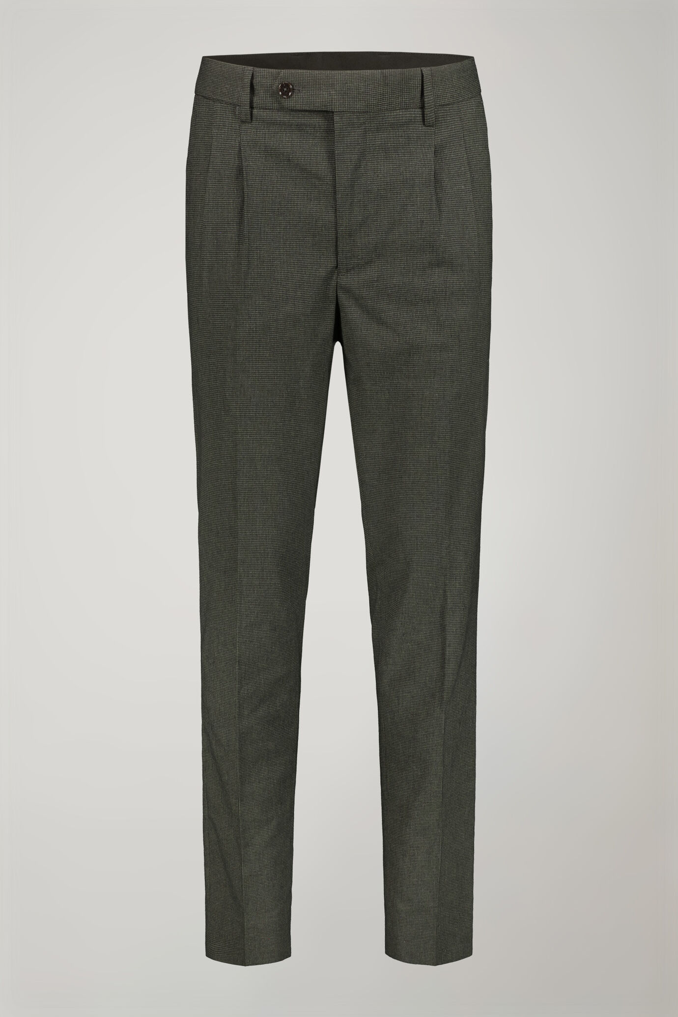 Pantalone classico uomo con doppia pince tessuto con disegno micro pied de poule regular fit image number 4