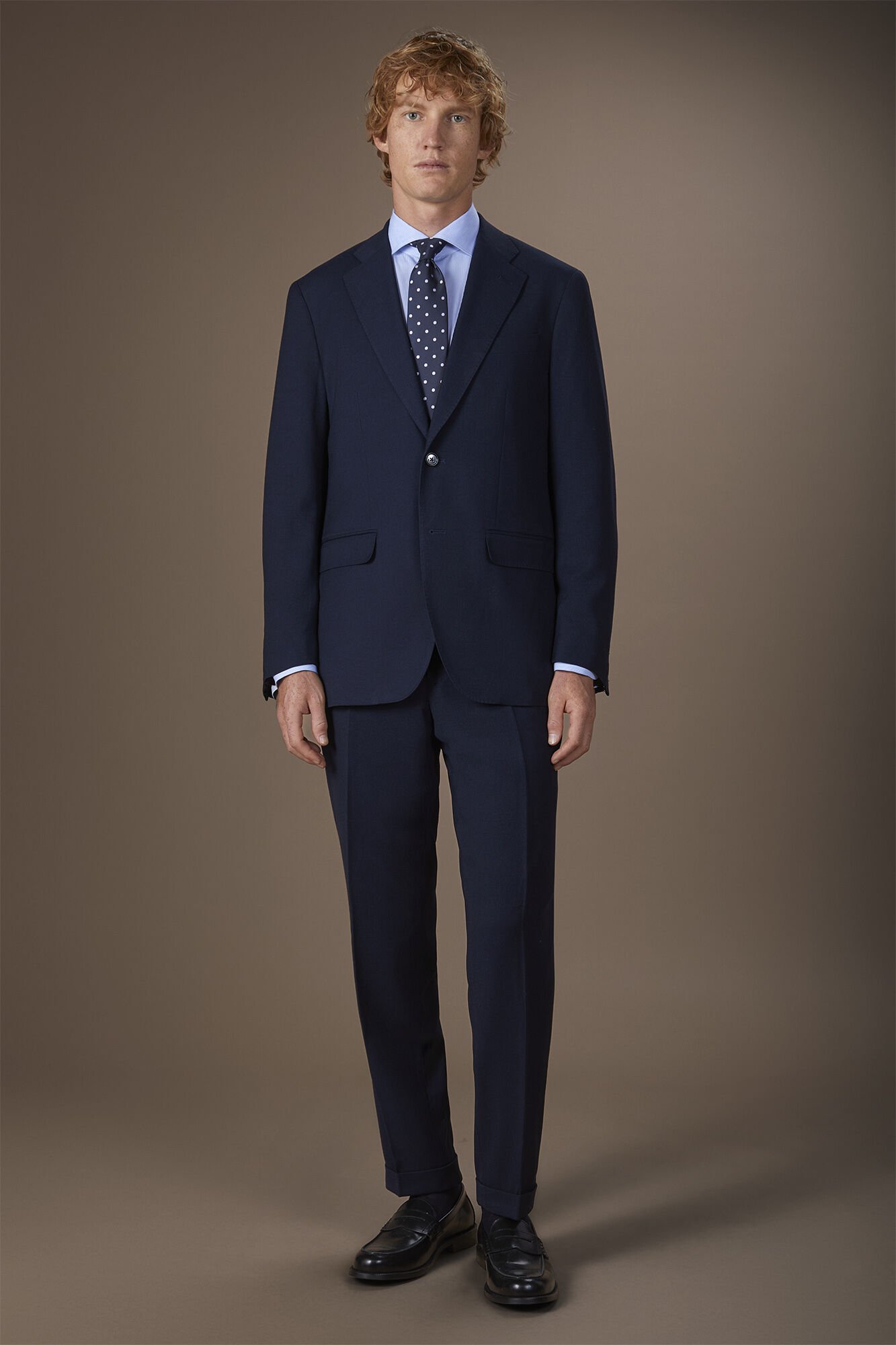 Men's regular fit single-breasted suit in birdseye fabric