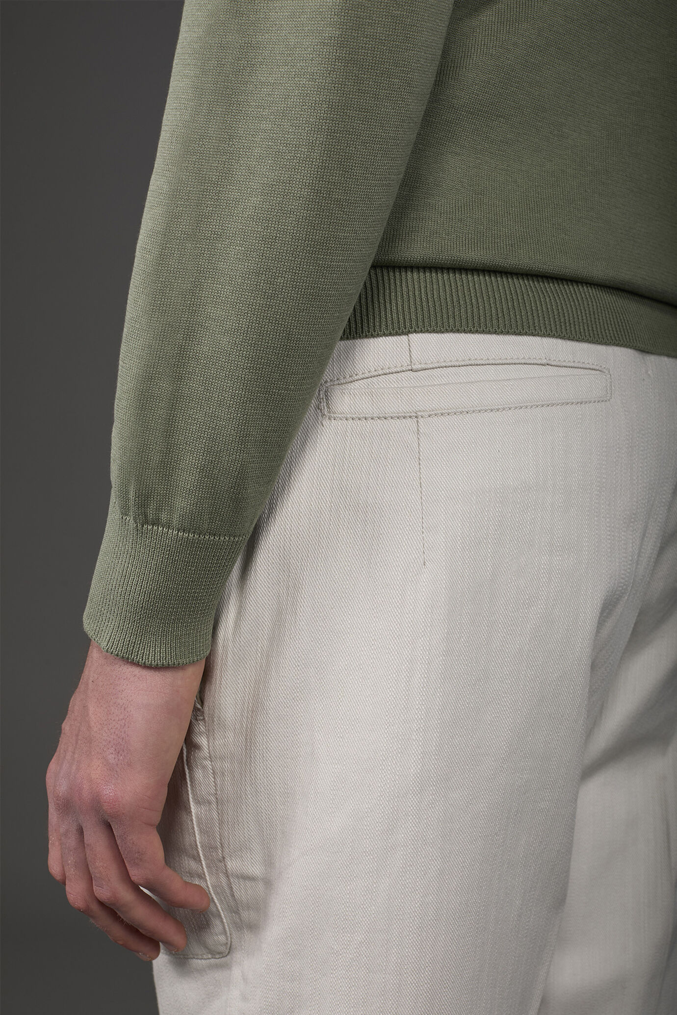 Pull col rond homme 100% coton bio-washed image number 3