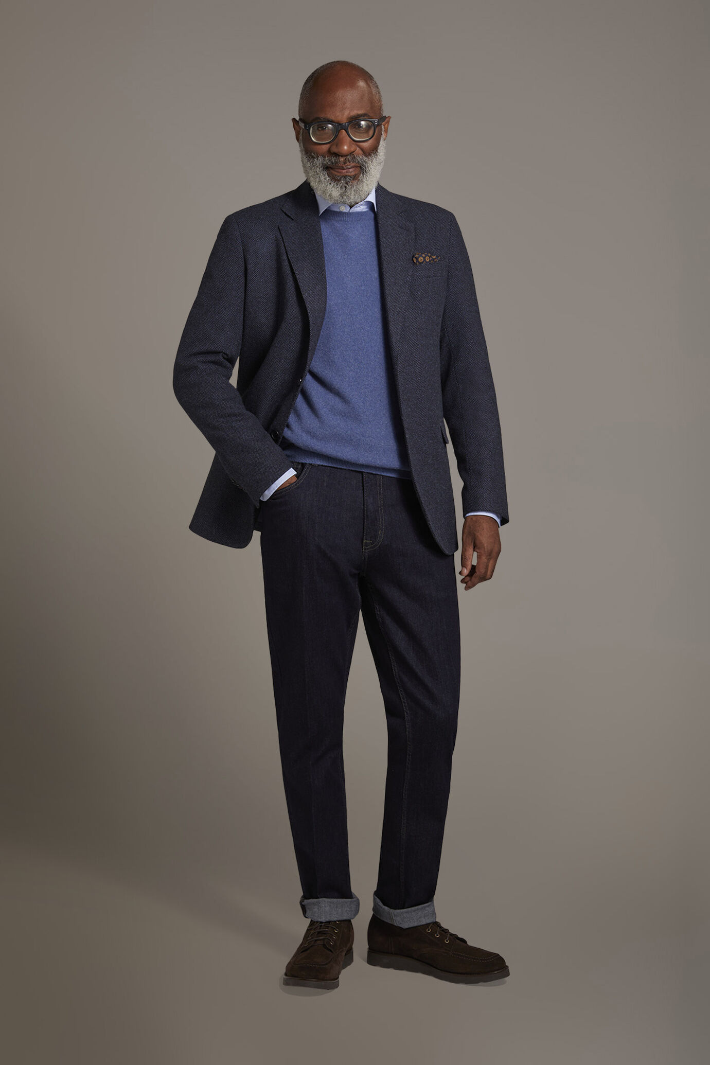 Single-breasted jacket with flap pockets in wool blend made in Italy image number 1