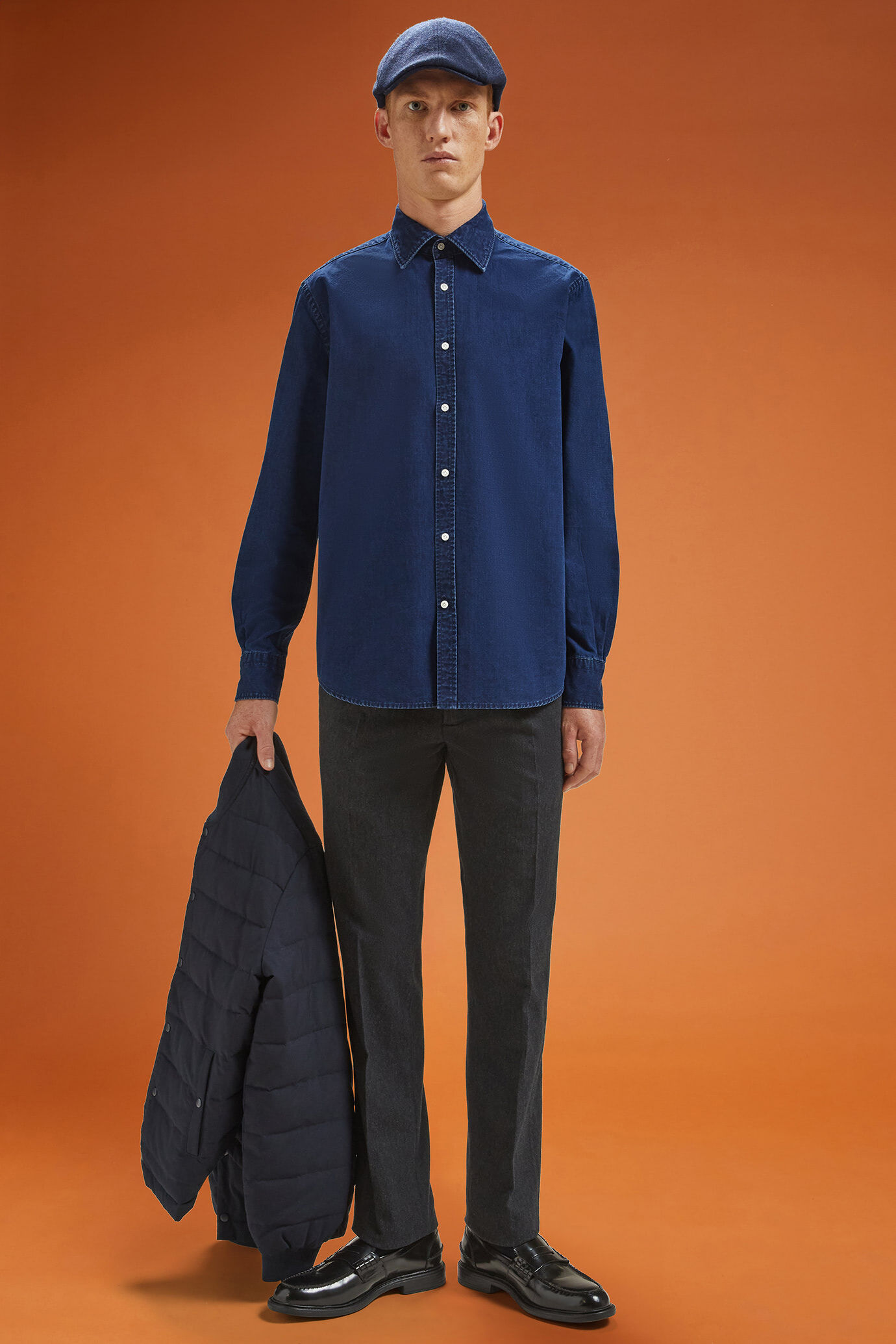 Camicia casual uomo collo classico 100% cotone tessuto in chambray lavato comfort fit image number 3