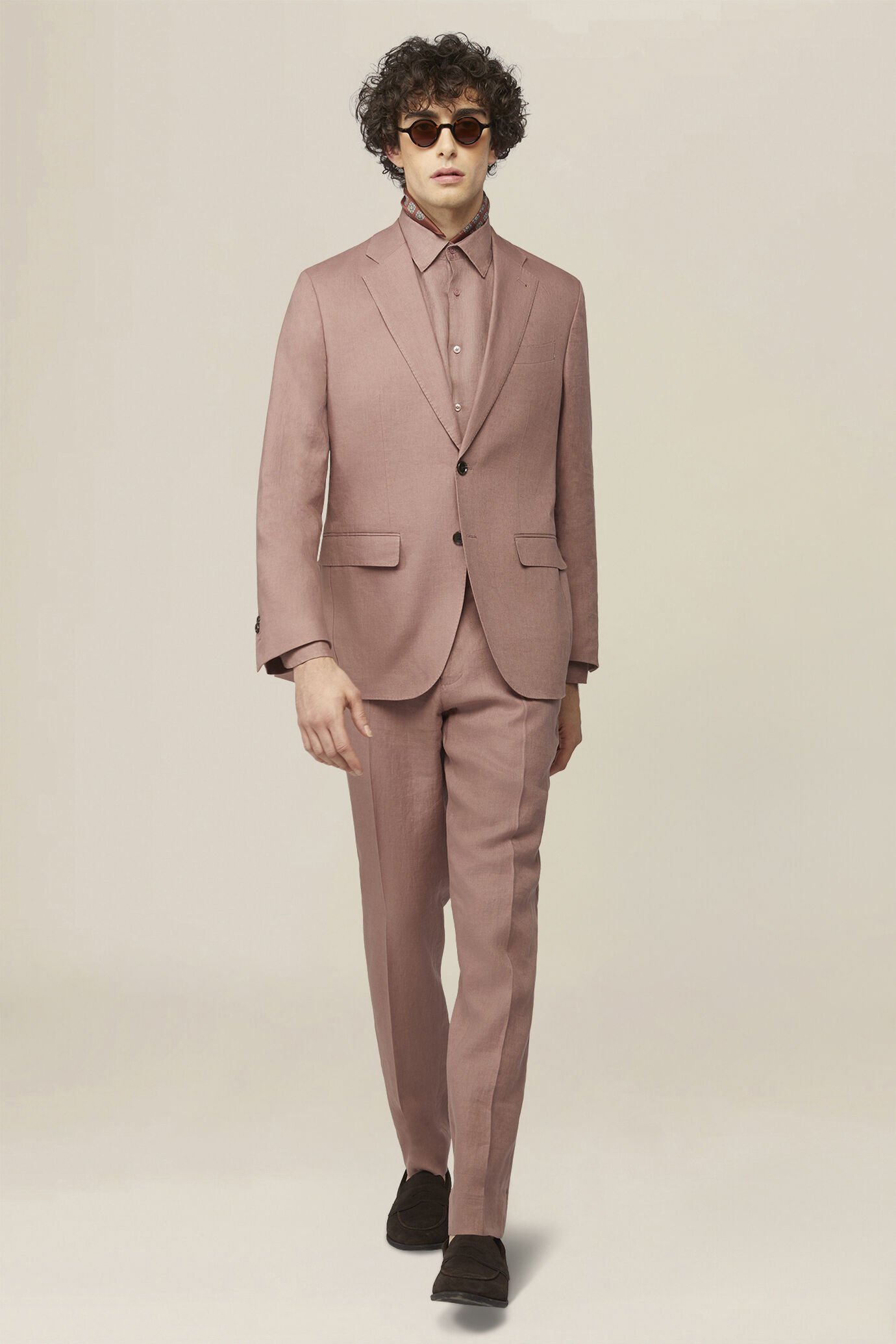 Abito uomo monopetto 100% lino regular fit image number 0