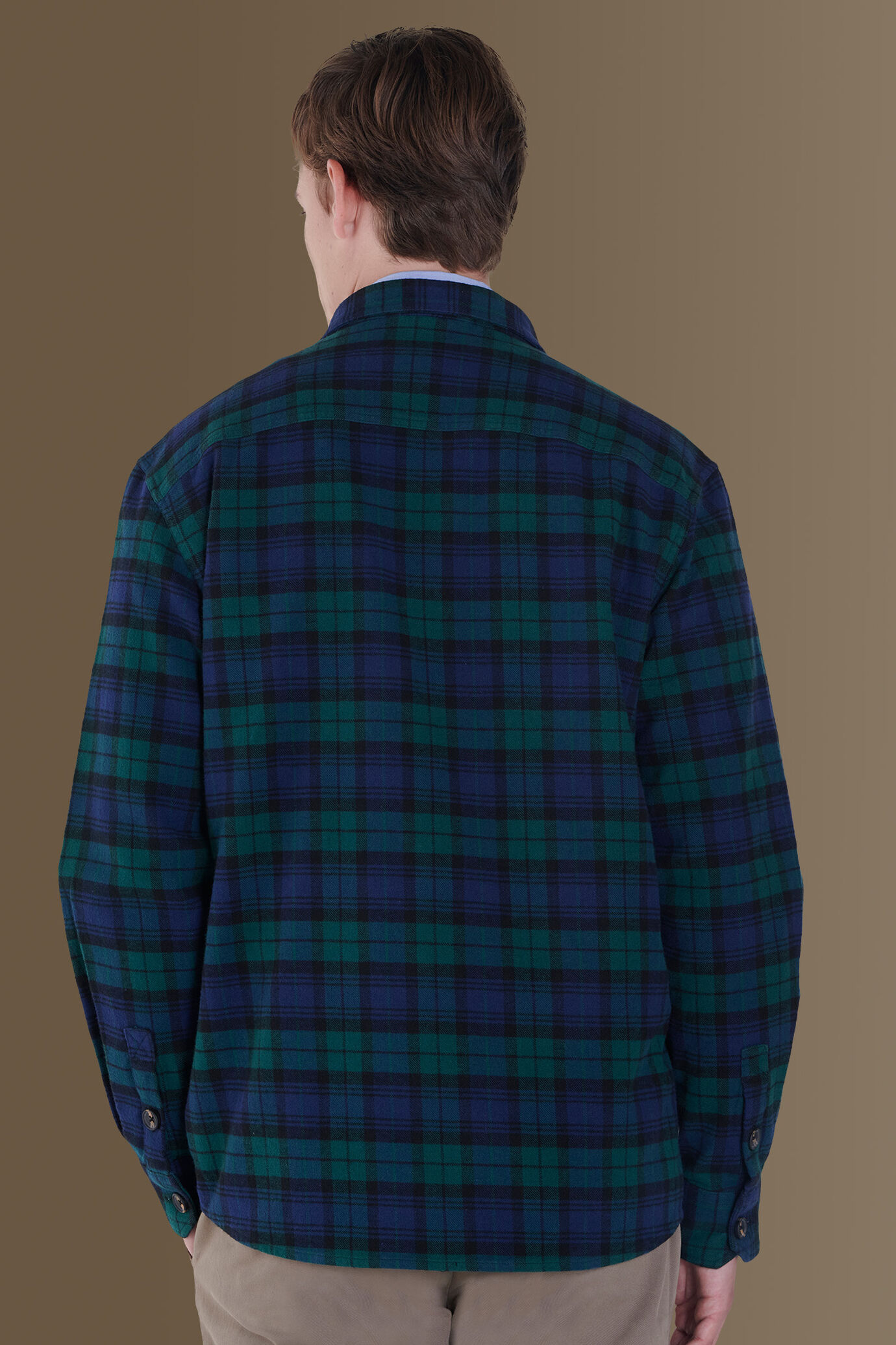 Overshirt uomo bicolore 100% cotone tessuto blackwatch image number 3