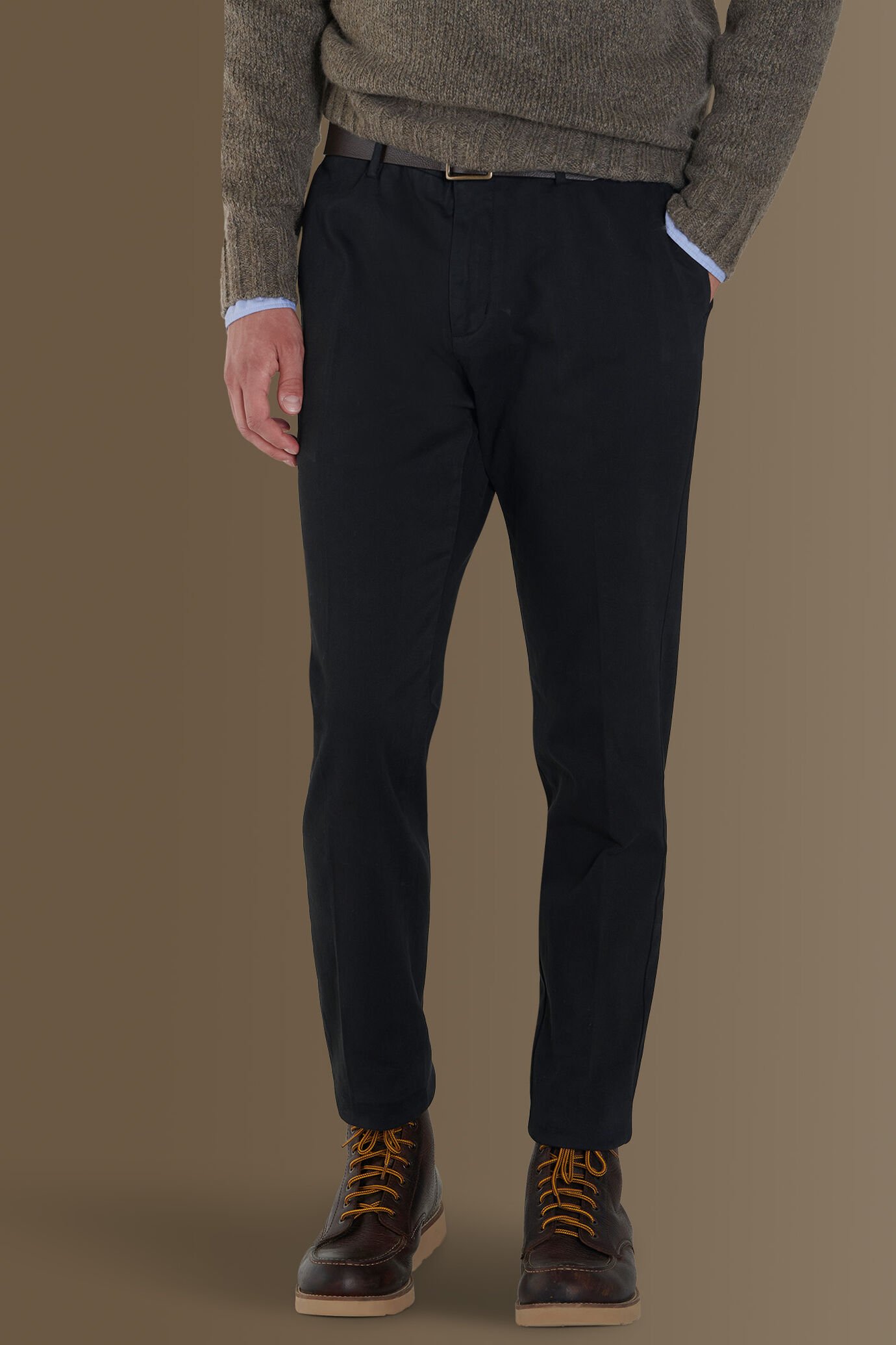 Pantalone classico chino twill elasticizzato