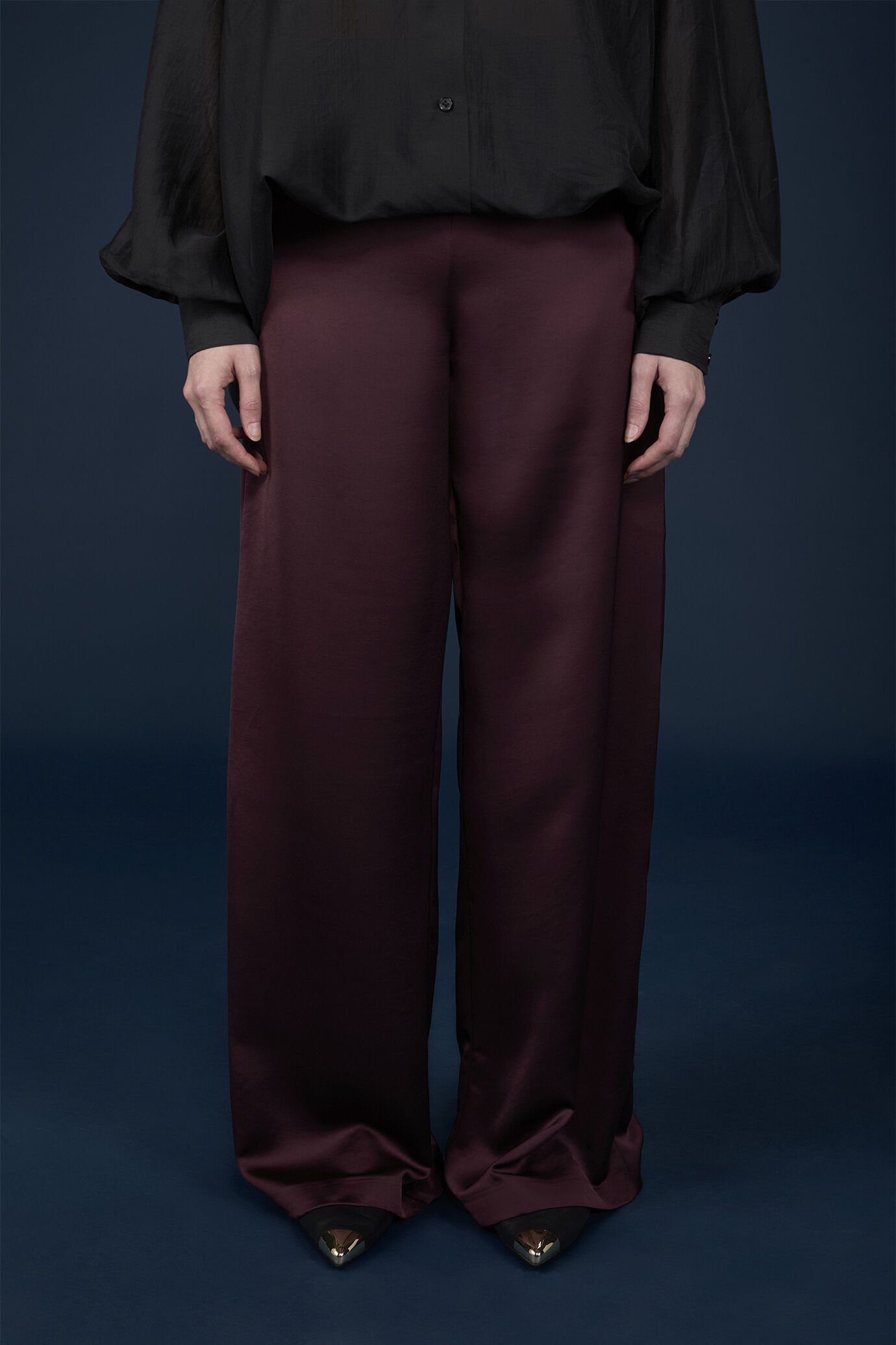 Pantalon palazzo pour femme avec fermeture éclair sur le côté image number 2