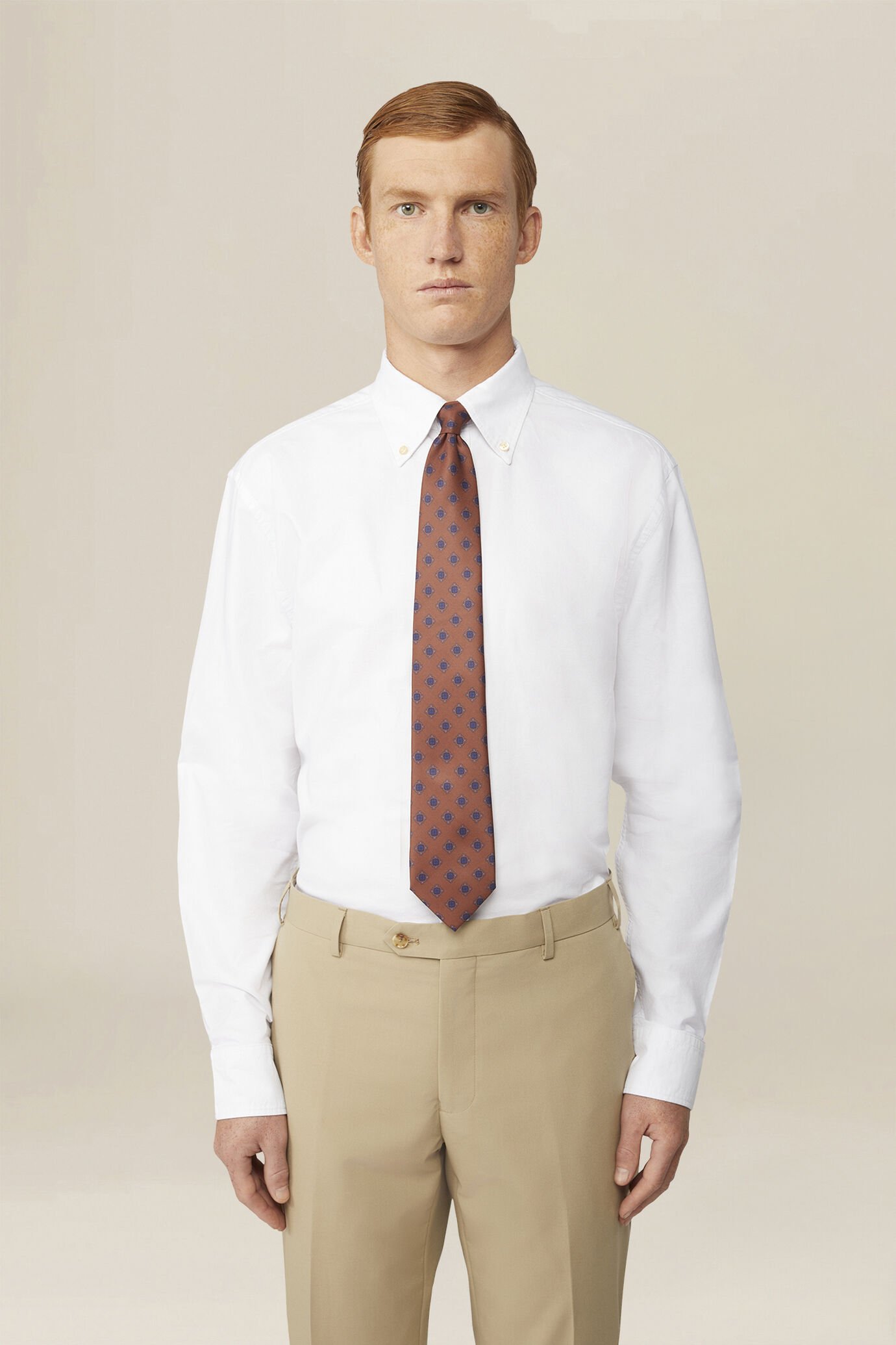 Herrenhemd aus 100 % Baumwolle Oxford, einfarbig, mit Button-Down-Kragen image number 0