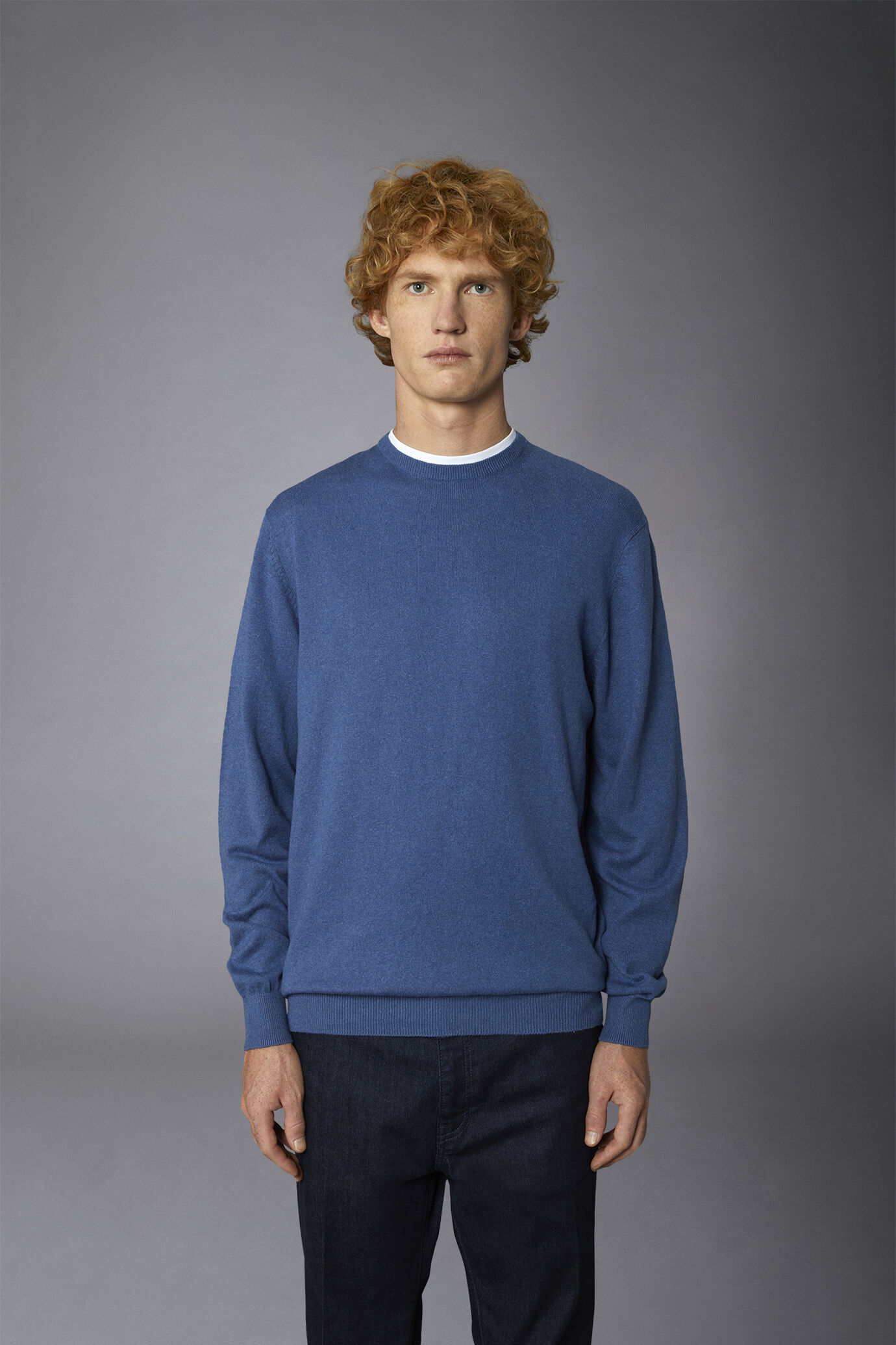 Pullover mit Rundhalsausschnitt aus Wolle und Baumwolle image number 2