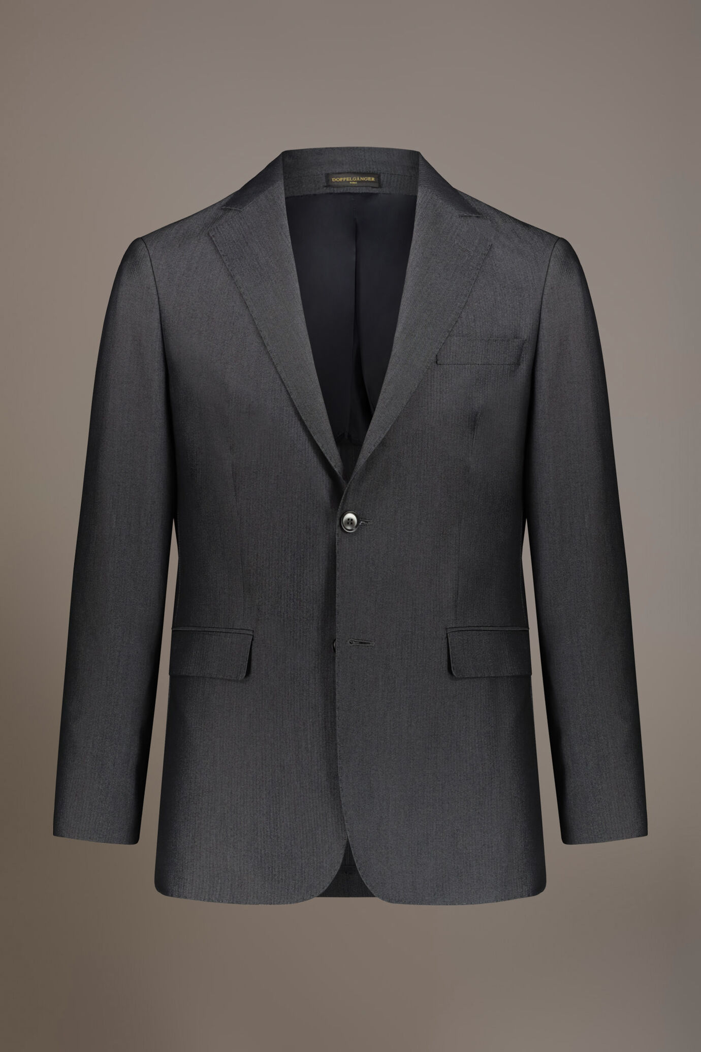 Abito monopetto con pantalone senza pinces tessuto dal disegno spinato image number 5