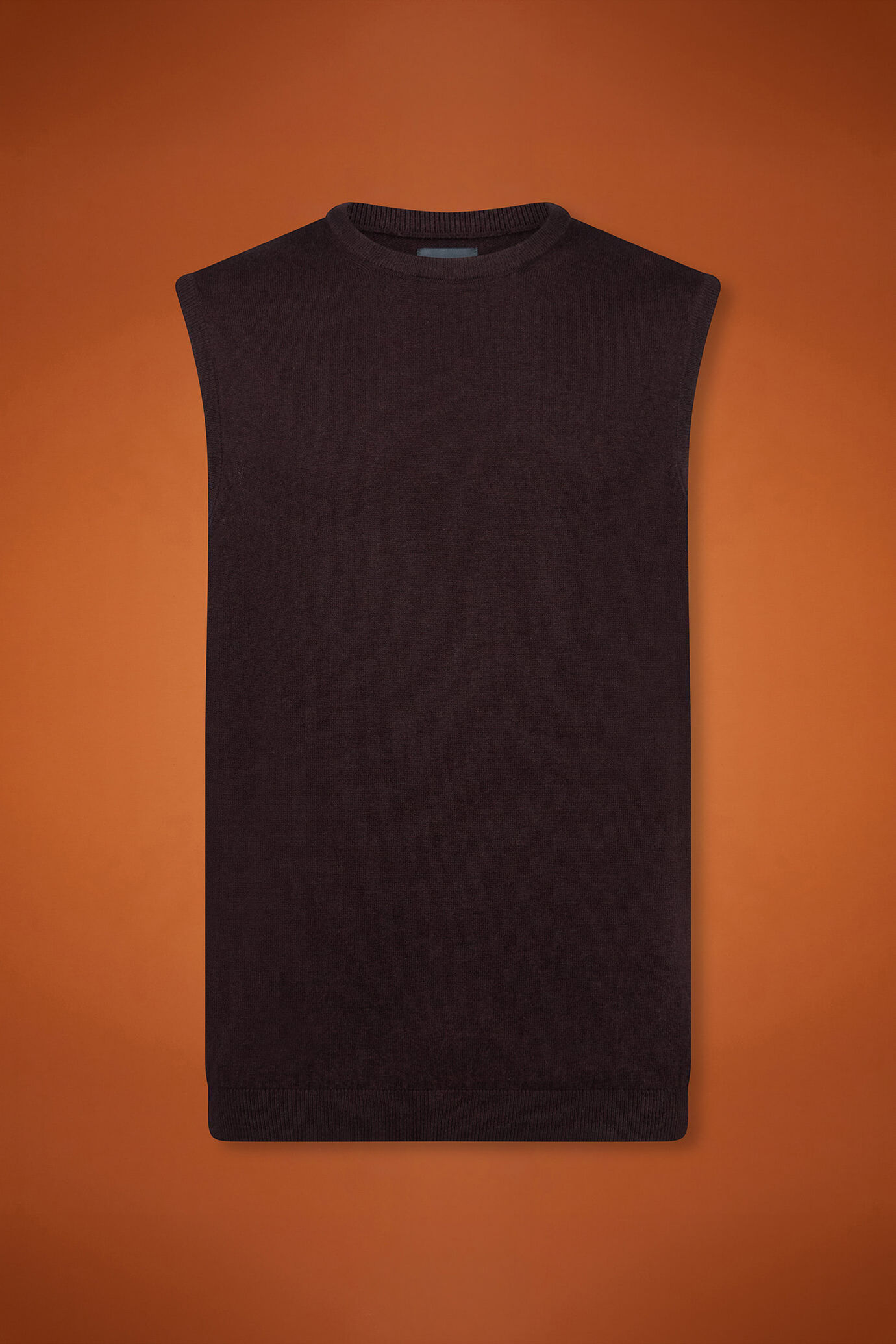 Men's regular fit crew neck tank top in wool and cotton image number 4
