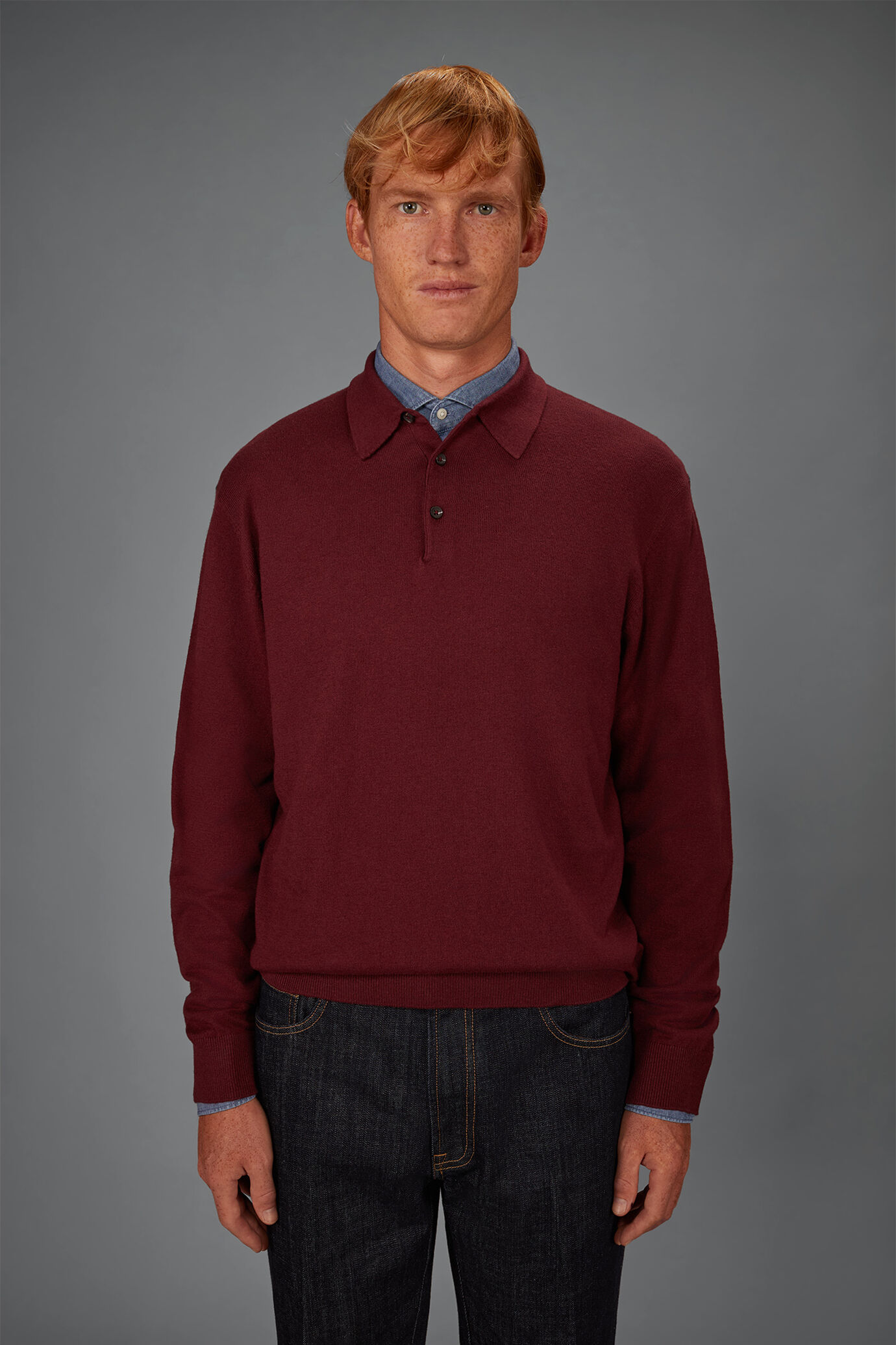 Polo uomo in maglia misto lana e cotone regular fit image number 1