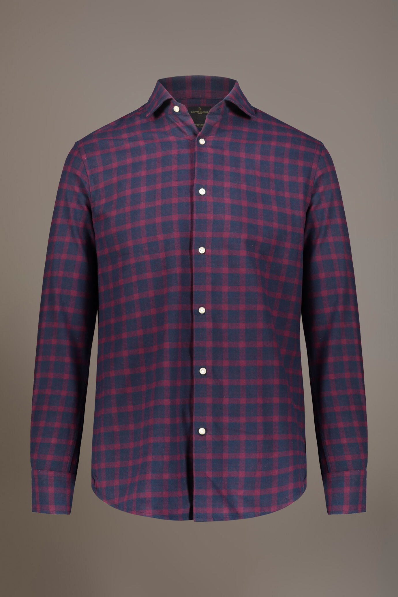 Camicia casual collo francese comfort fit tessuto in flanella a quadri image number 4