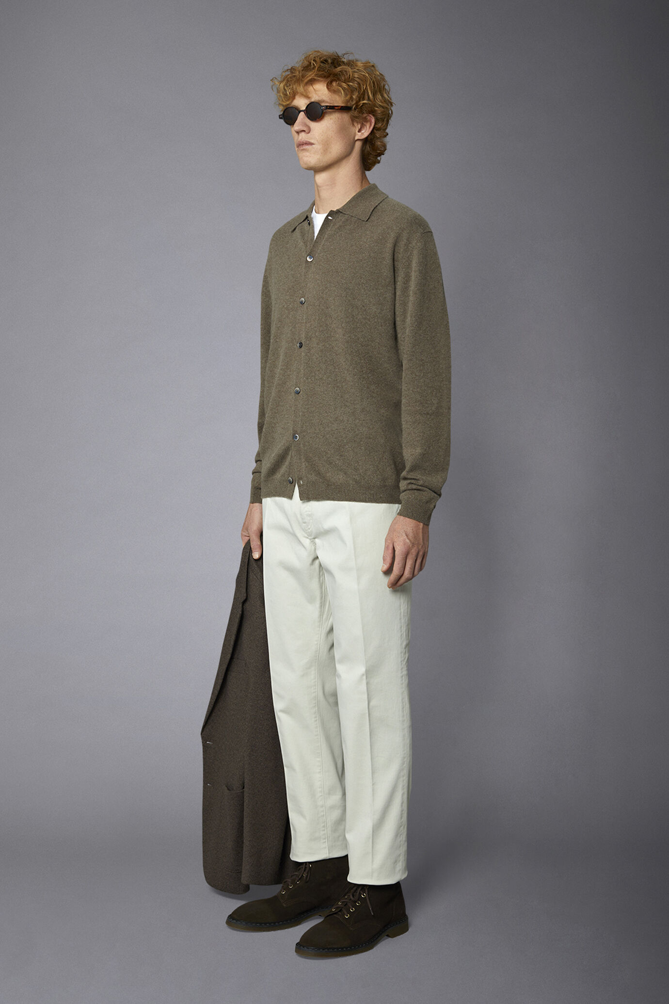 Men's 5-pocket pants washed twill fabric regular fit image number 1