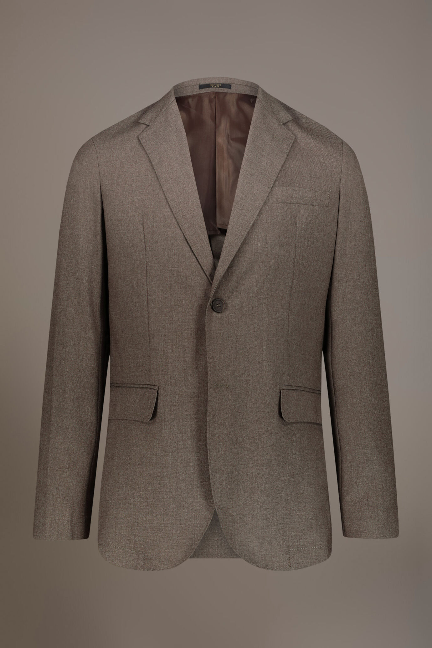 Single-breasted jacket with flap pockets in solid color dobby fabric image number 5