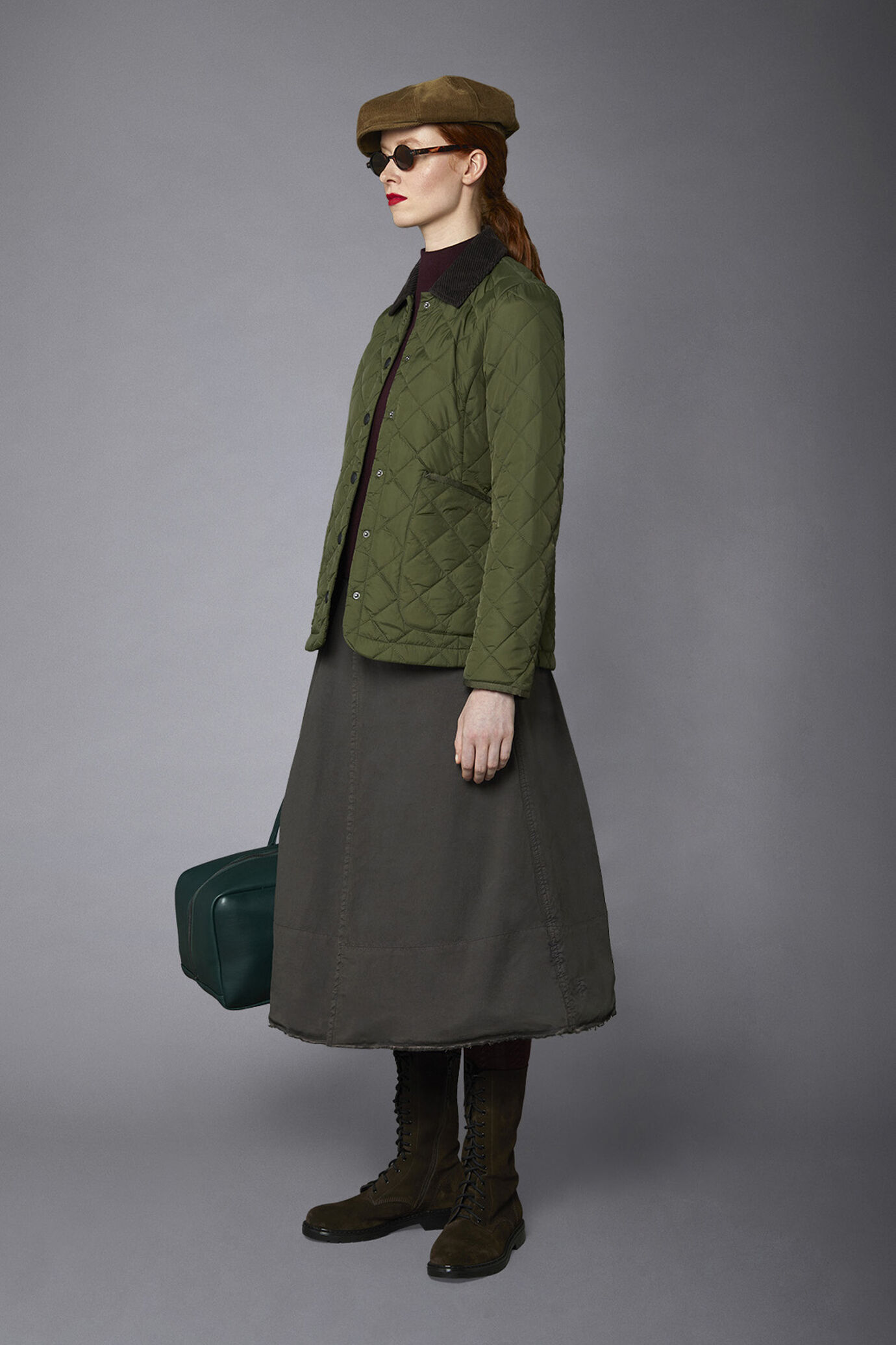 Giacca donna trapuntata leggermente imbottita collo camicia in velluto a coste image number 1