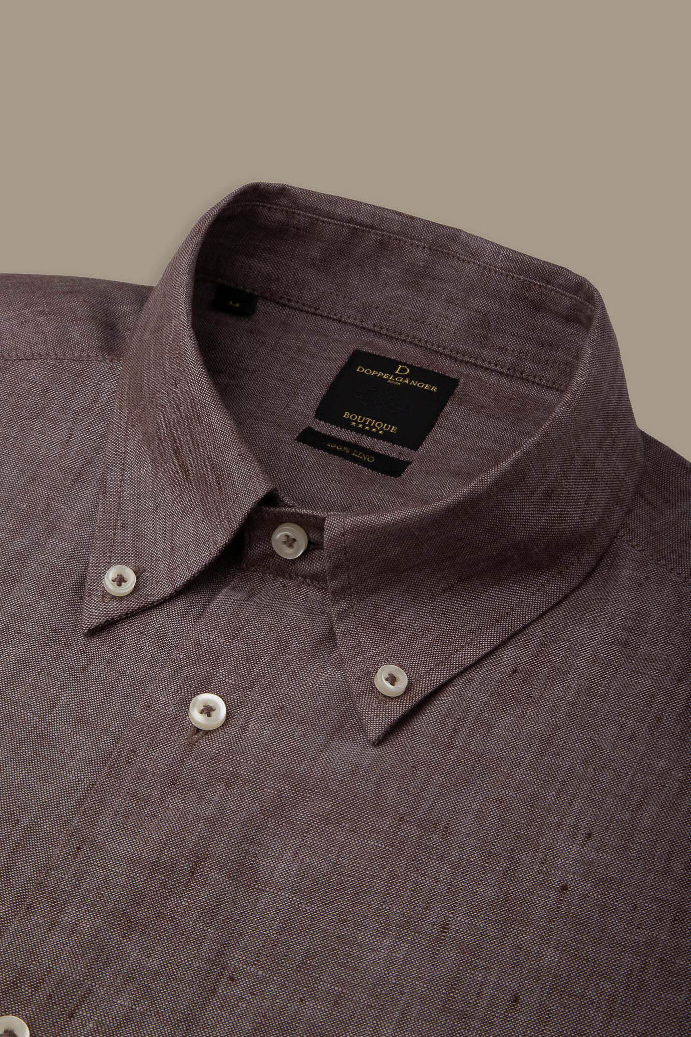 Camicia casual collo button down 100% lino uomo image number 3