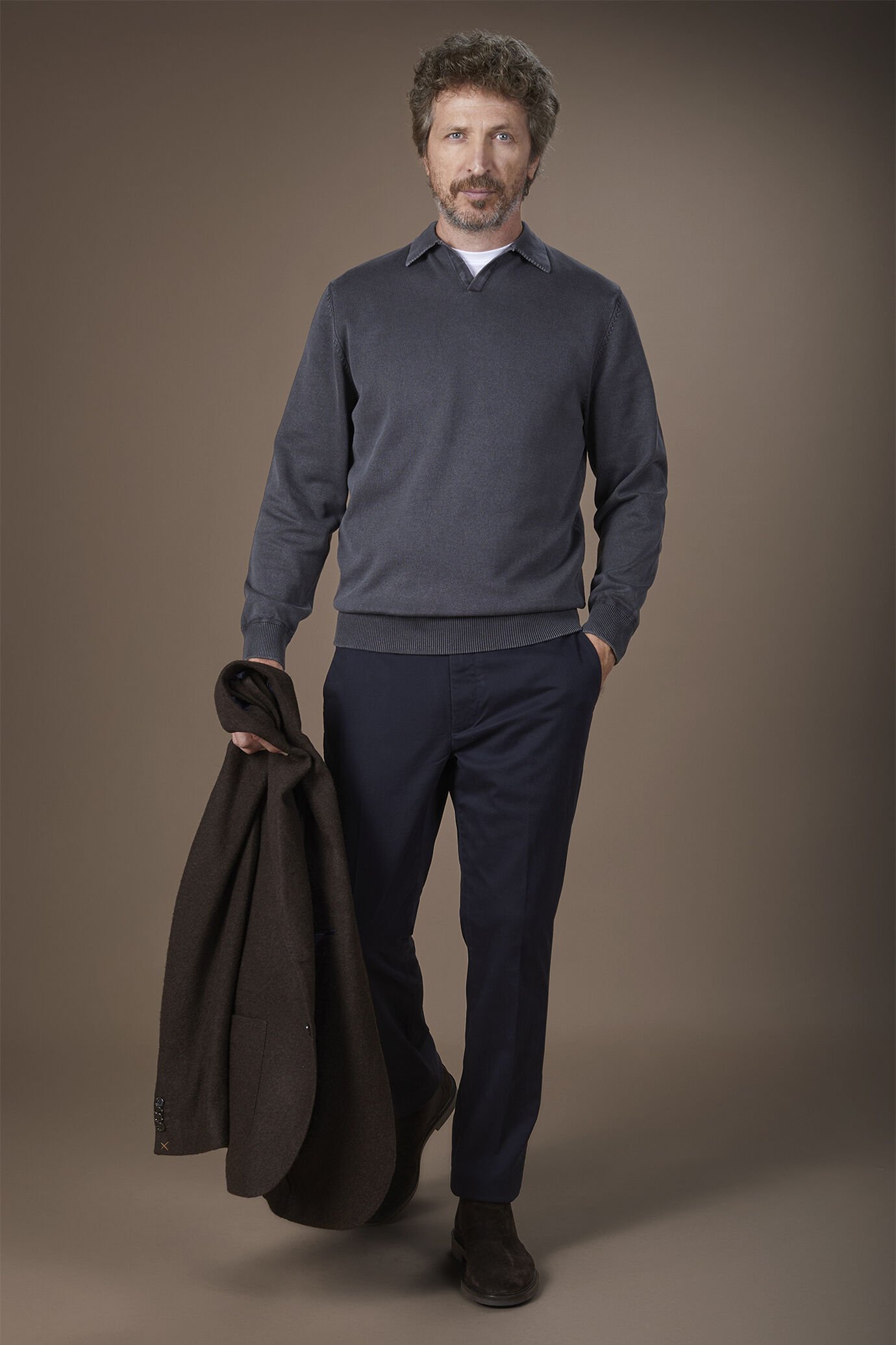 Herren-Polohemd mit langen Ärmeln aus 100 % Baumwolle image number 1