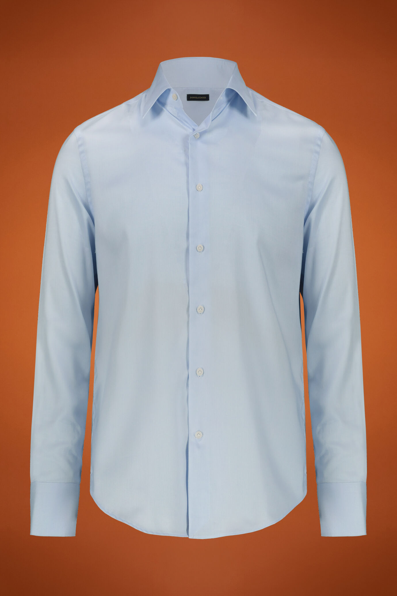 Einfarbiges Herrenhemd mit klassischem Kragen aus 100 % leichter Oxford-Baumwolle in normaler Passform