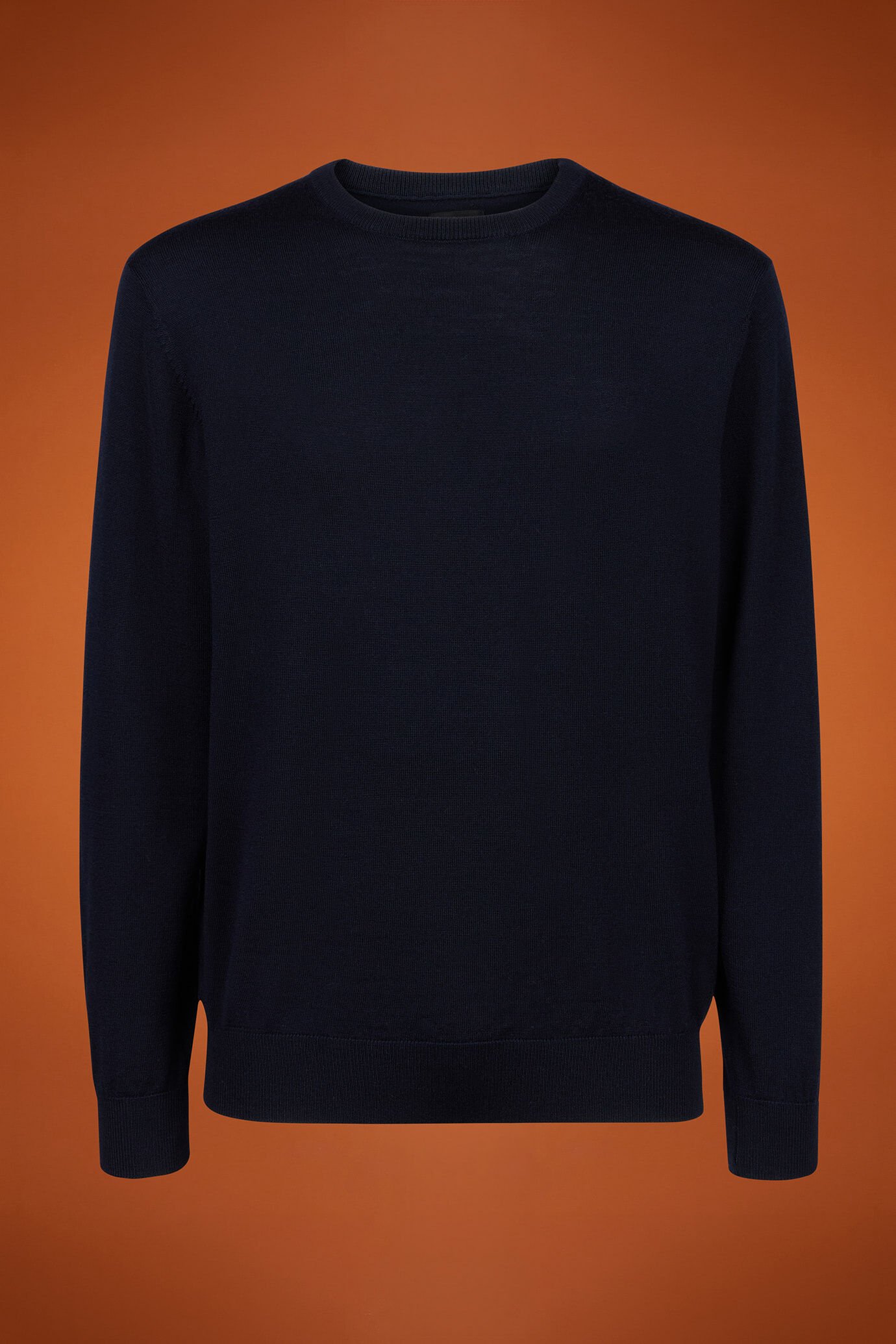 Pull homme à col rond, 100% laine mérinos extrafine, coupe classique