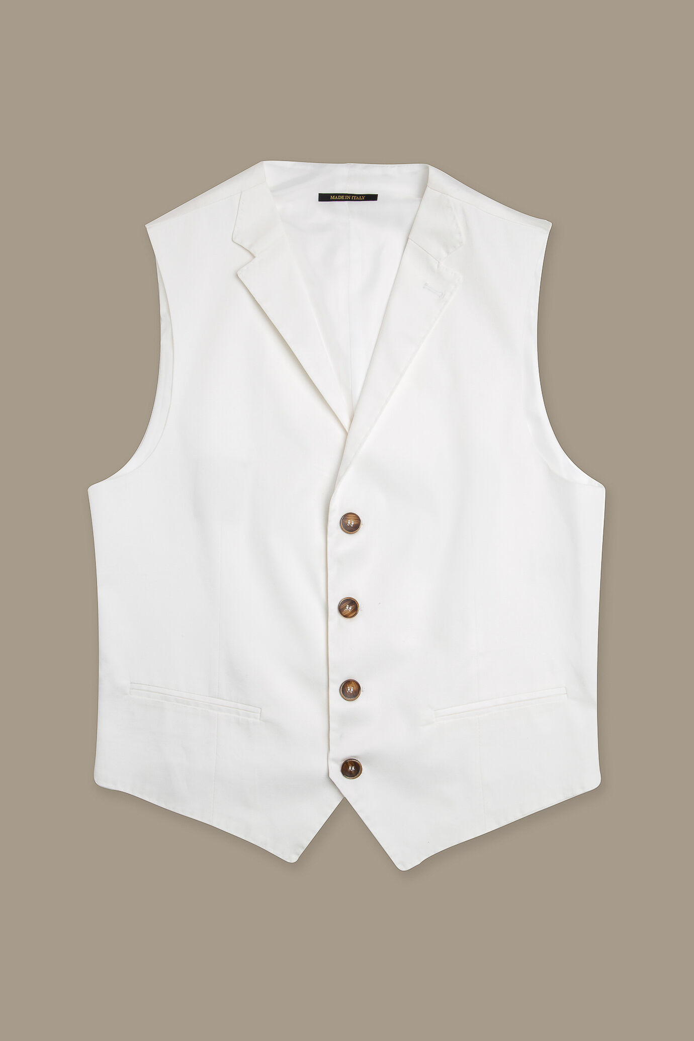 Single breasted vest with lapel fabric cotton stretch made in