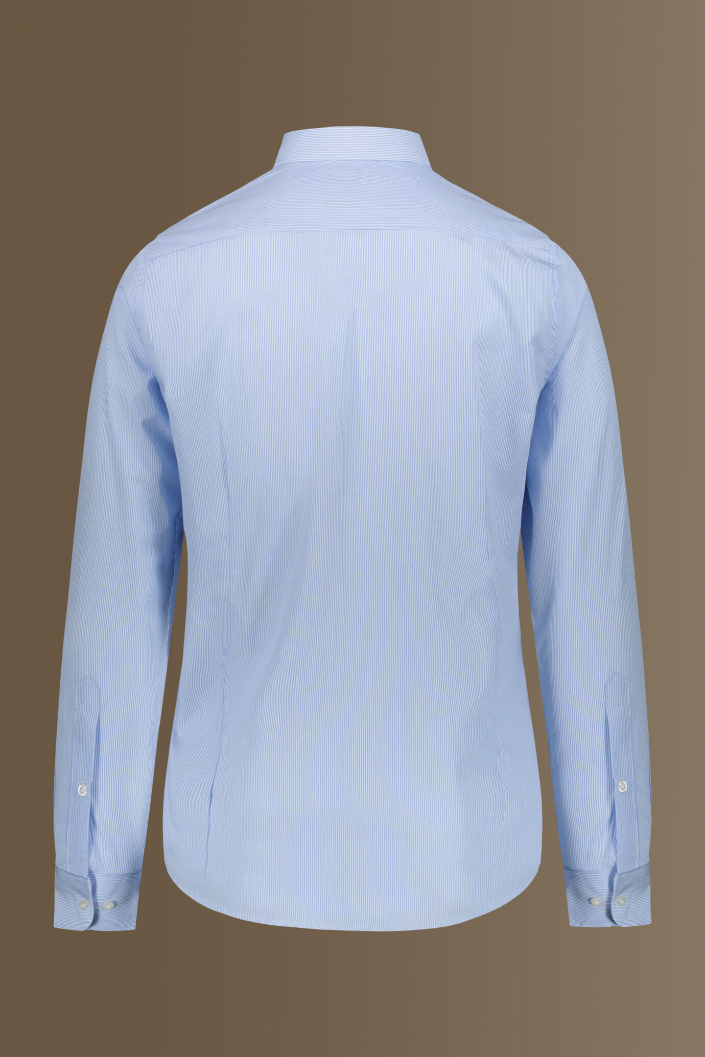 Camicia classica collo francese tinto filo a righe strette uomo image number 4