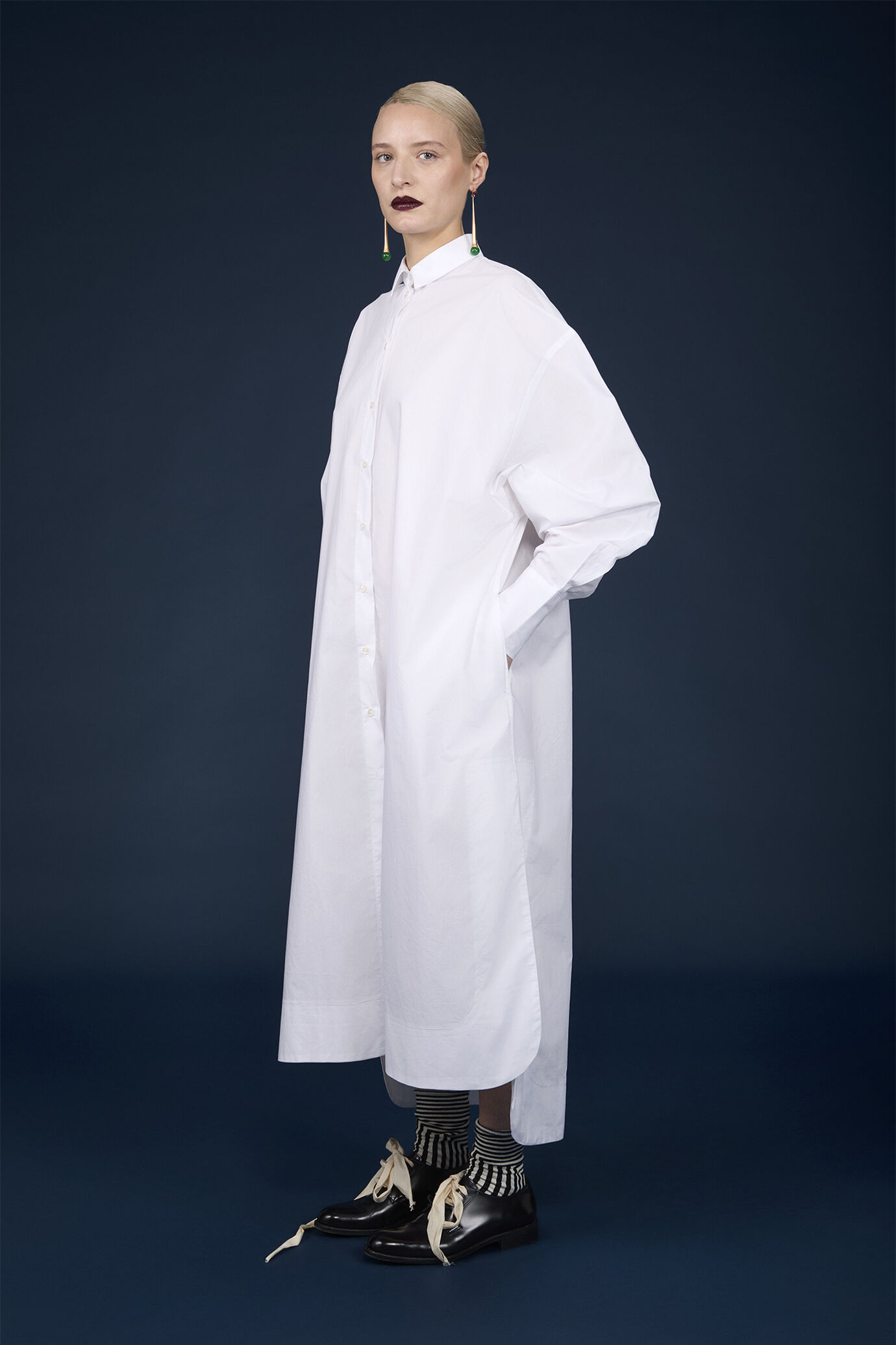 Robe chemisier pour femme avec fentes latérales