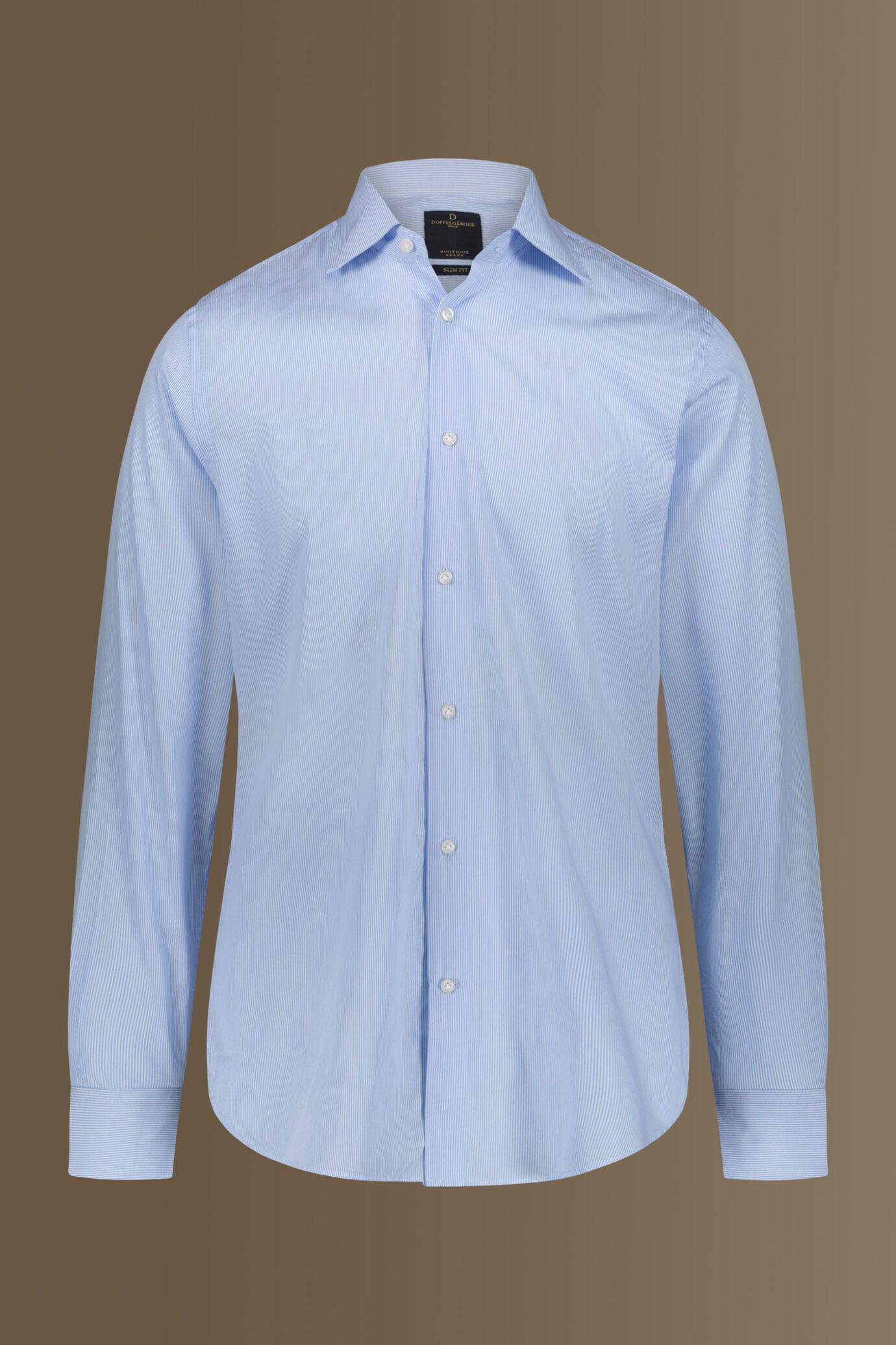 Camicia classica collo francese tinto filo a righe strette uomo image number 3