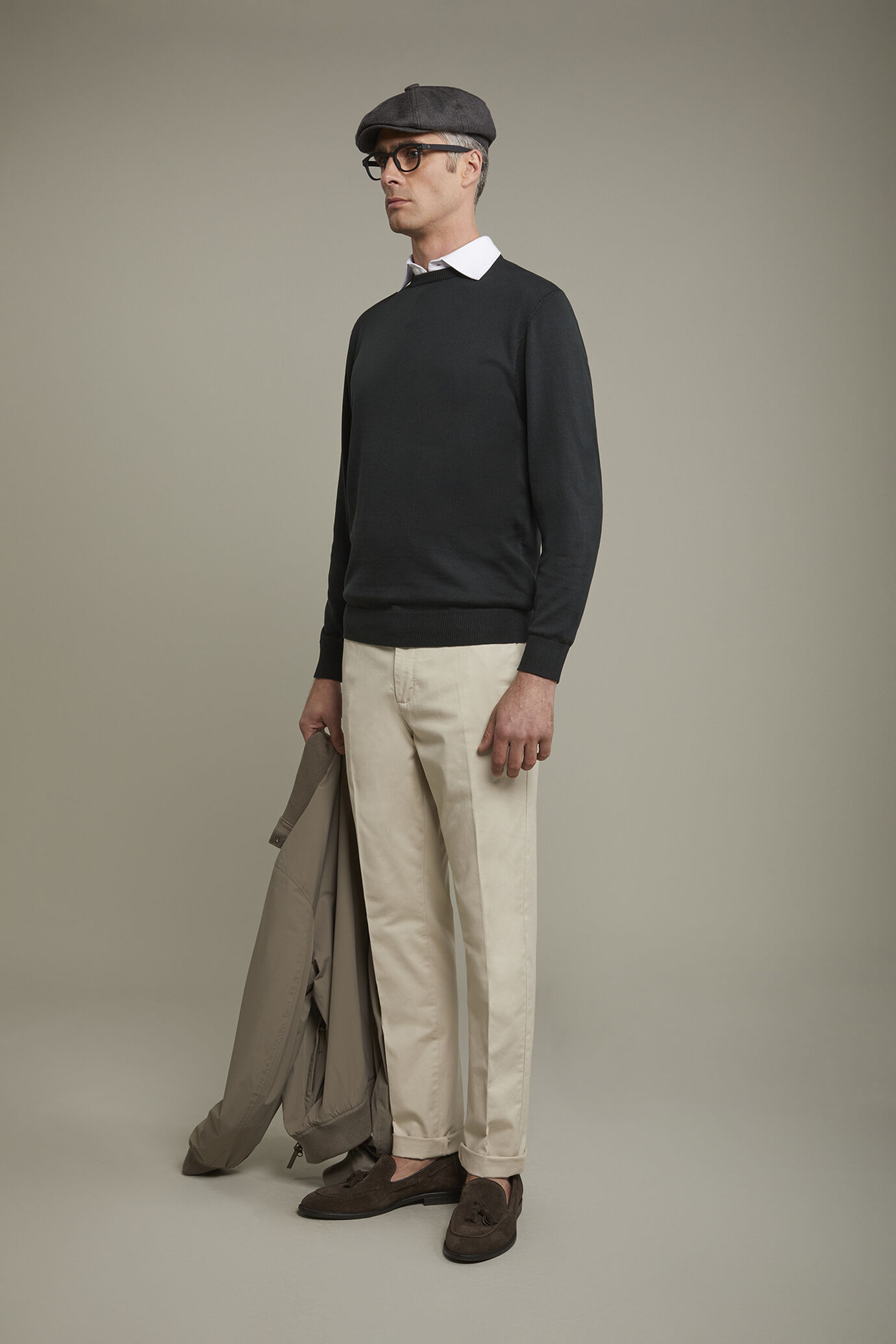 Men's Round neck sweater 100% cotton regular fit image number 1