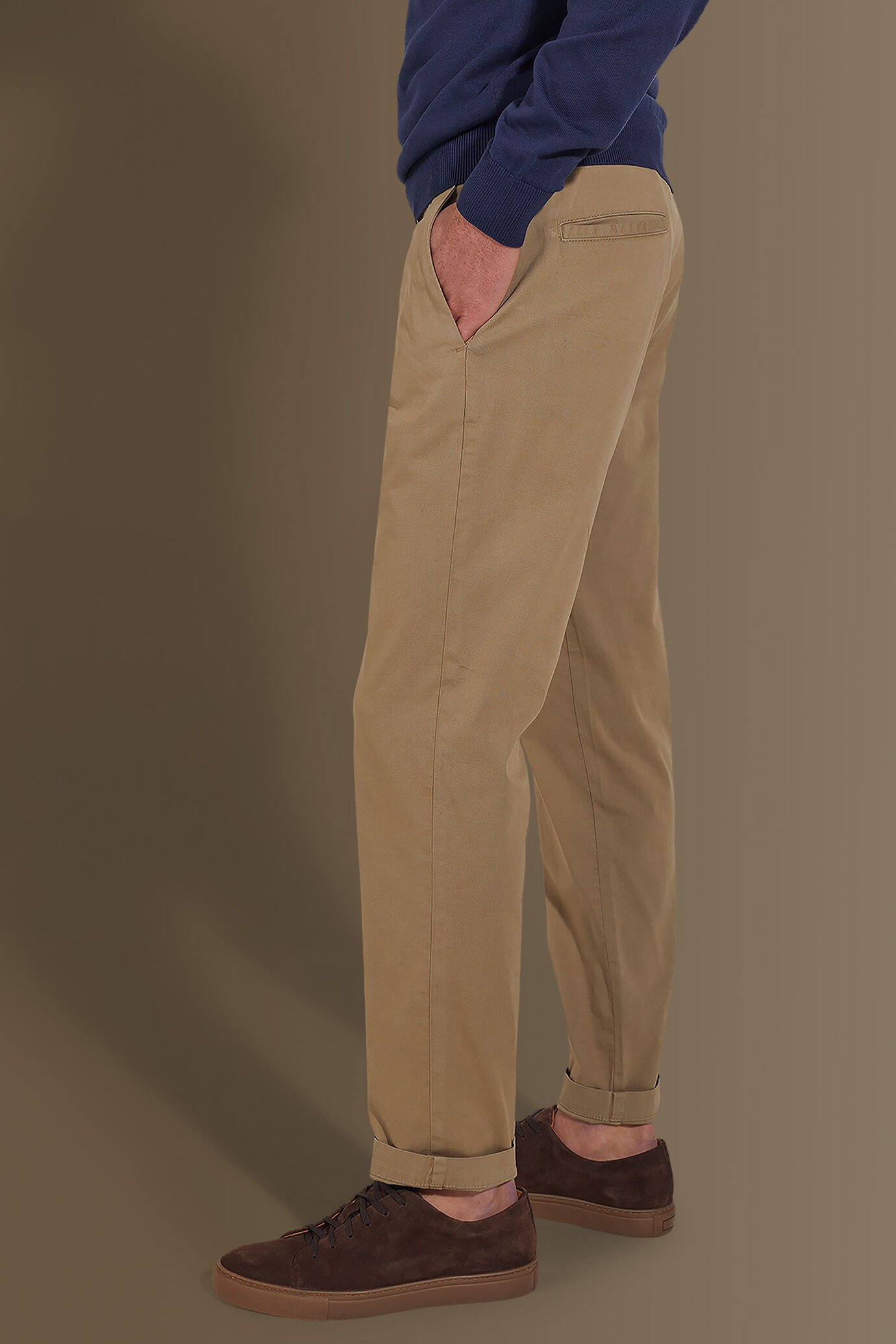 Pantalone uomo con elastico in vita e laccetti image number 3