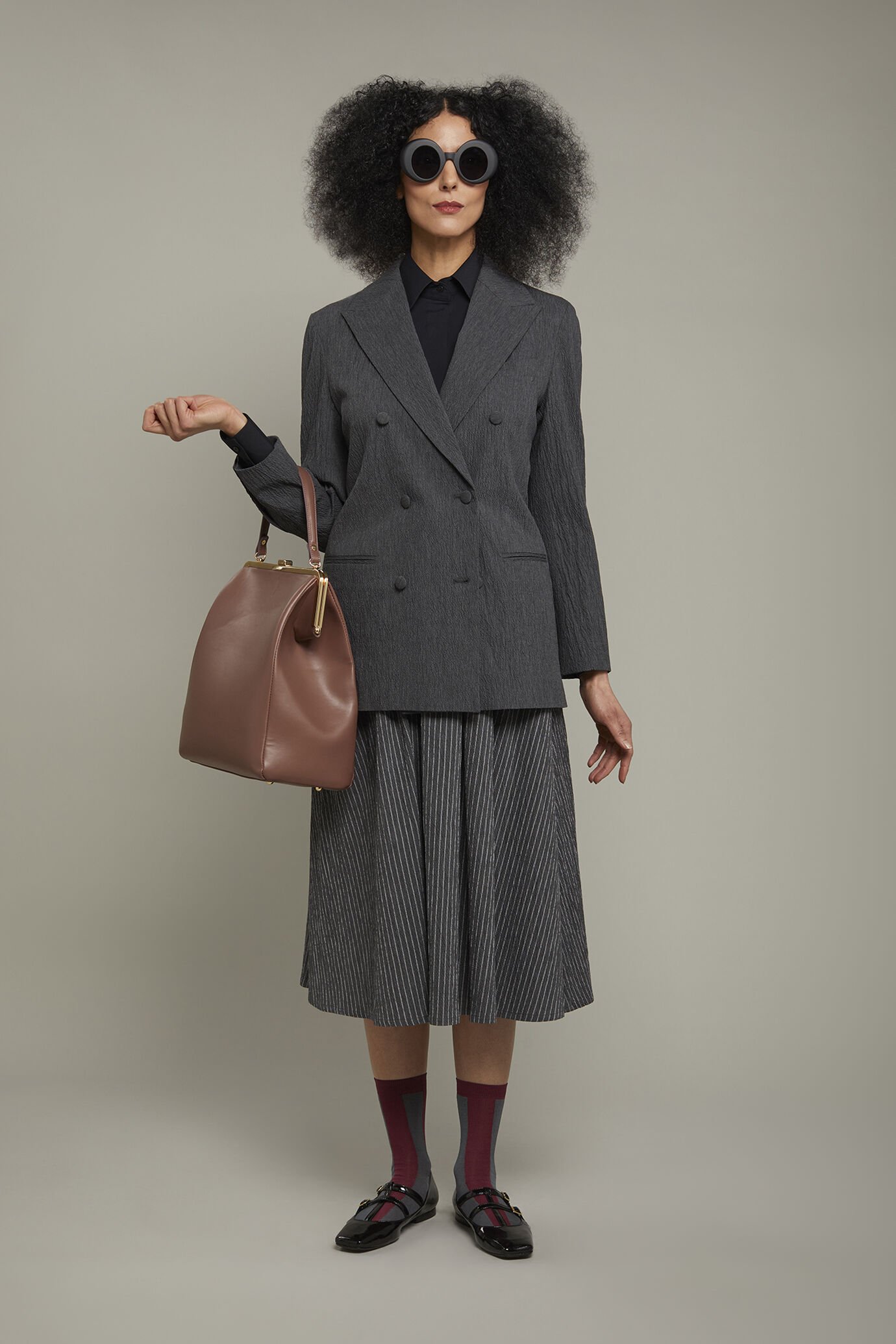 Gonna donna in cotone goffrato gessato regular fit