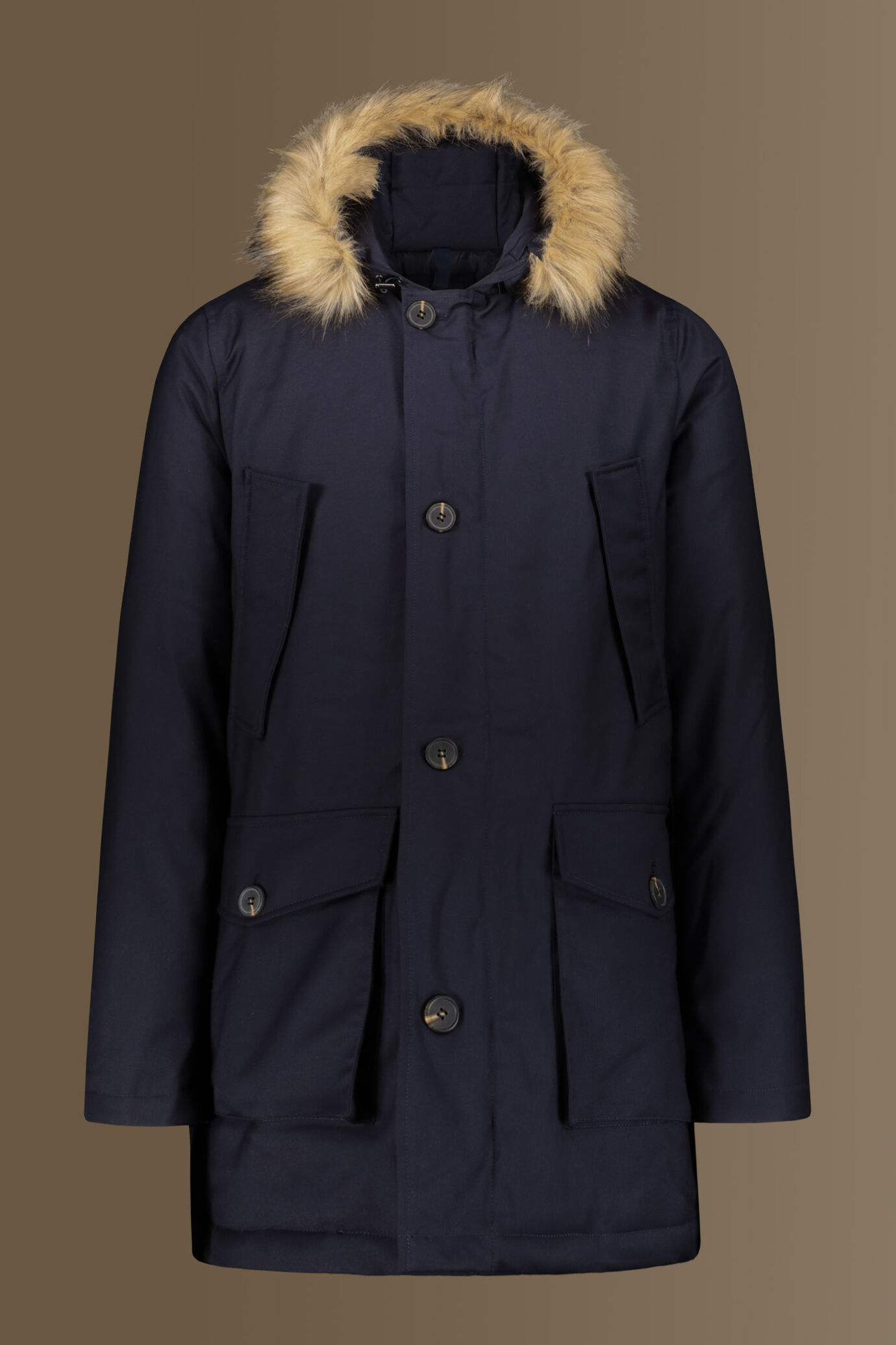 Coated padded jacket with fur image number 5
