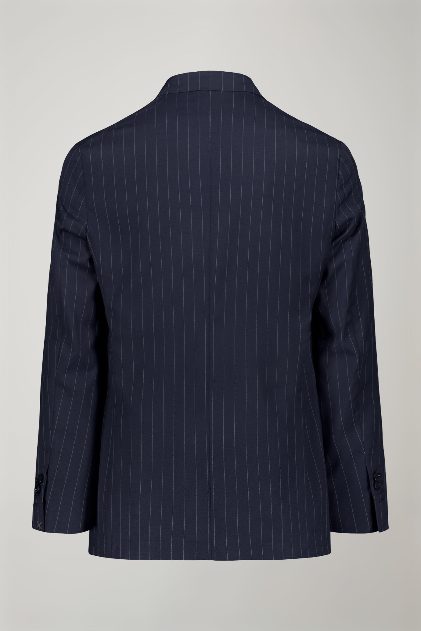 Costume homme Wool Blend à simple boutonnage en tissu à fines rayures coupe régulière image number 6