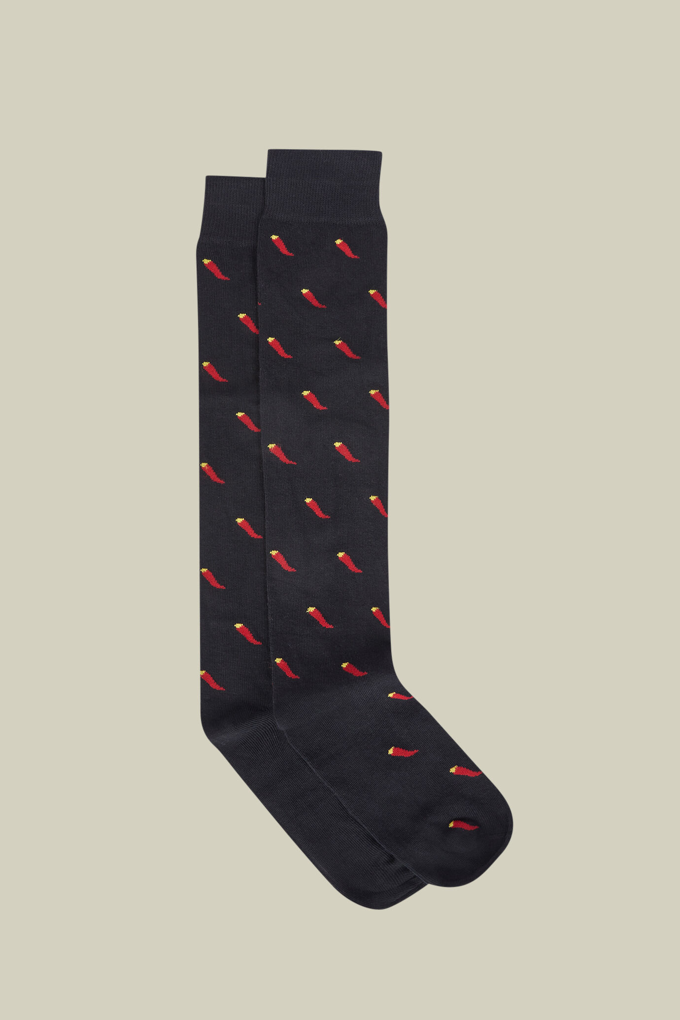 Lange Herrensocken aus Satinstrick mit Weihnachtsmuster, hergestellt in Italien image number 0