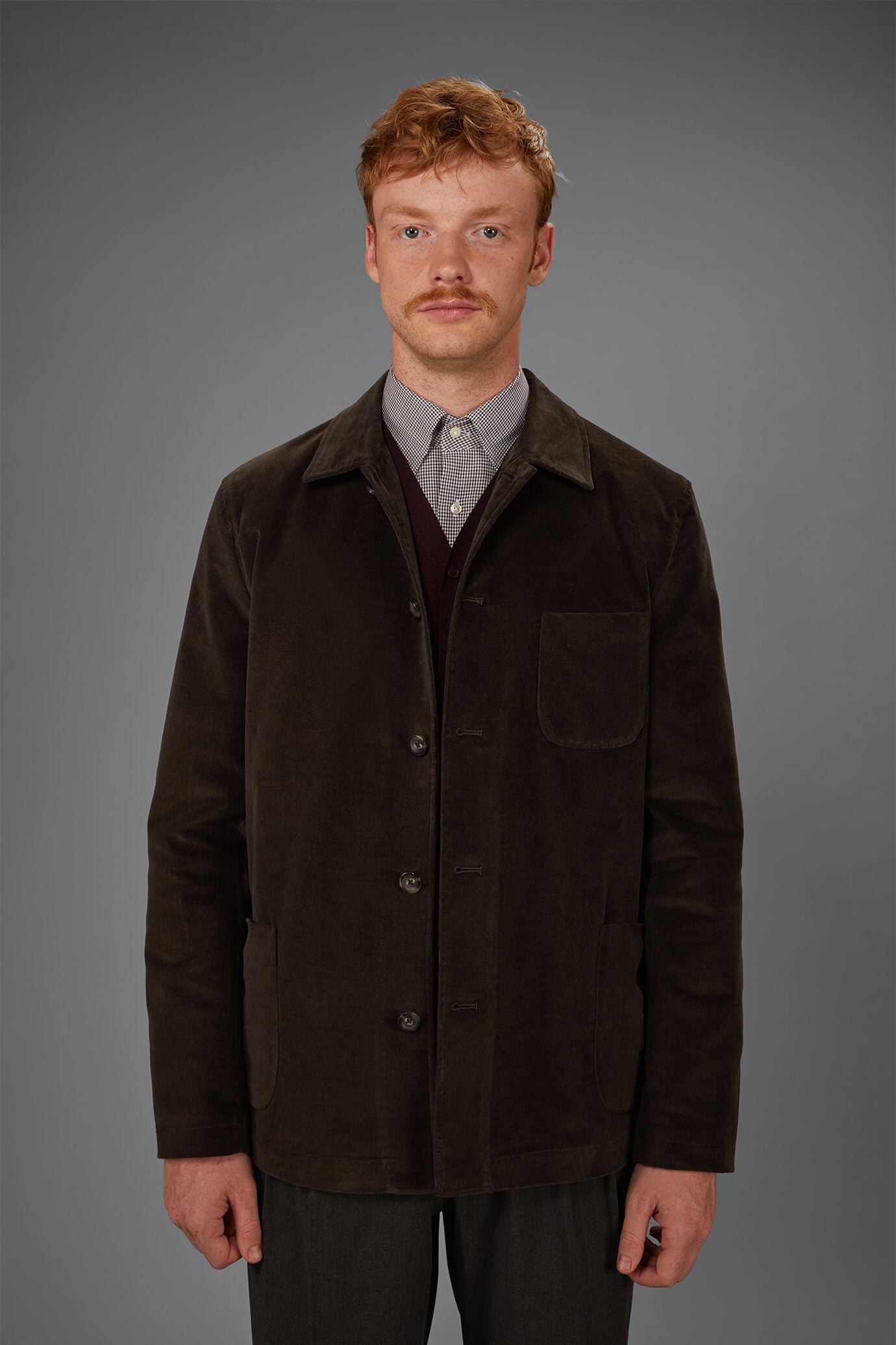 Shacket uomo sfoderata in velluto regular fit image number 1