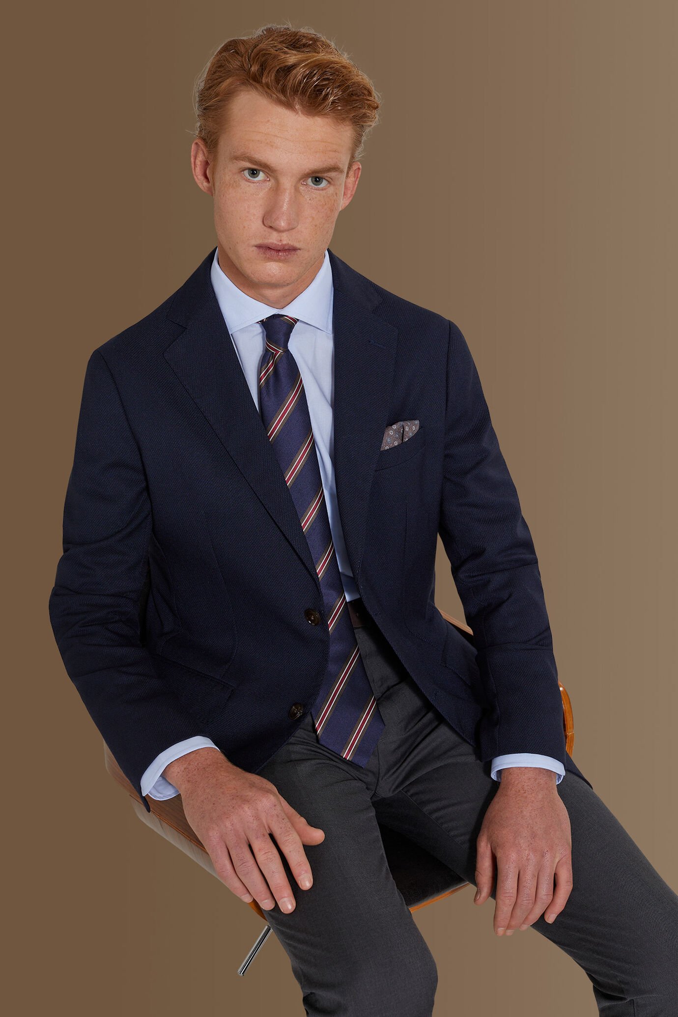 Single breasted dobby fabric jacket solid colour