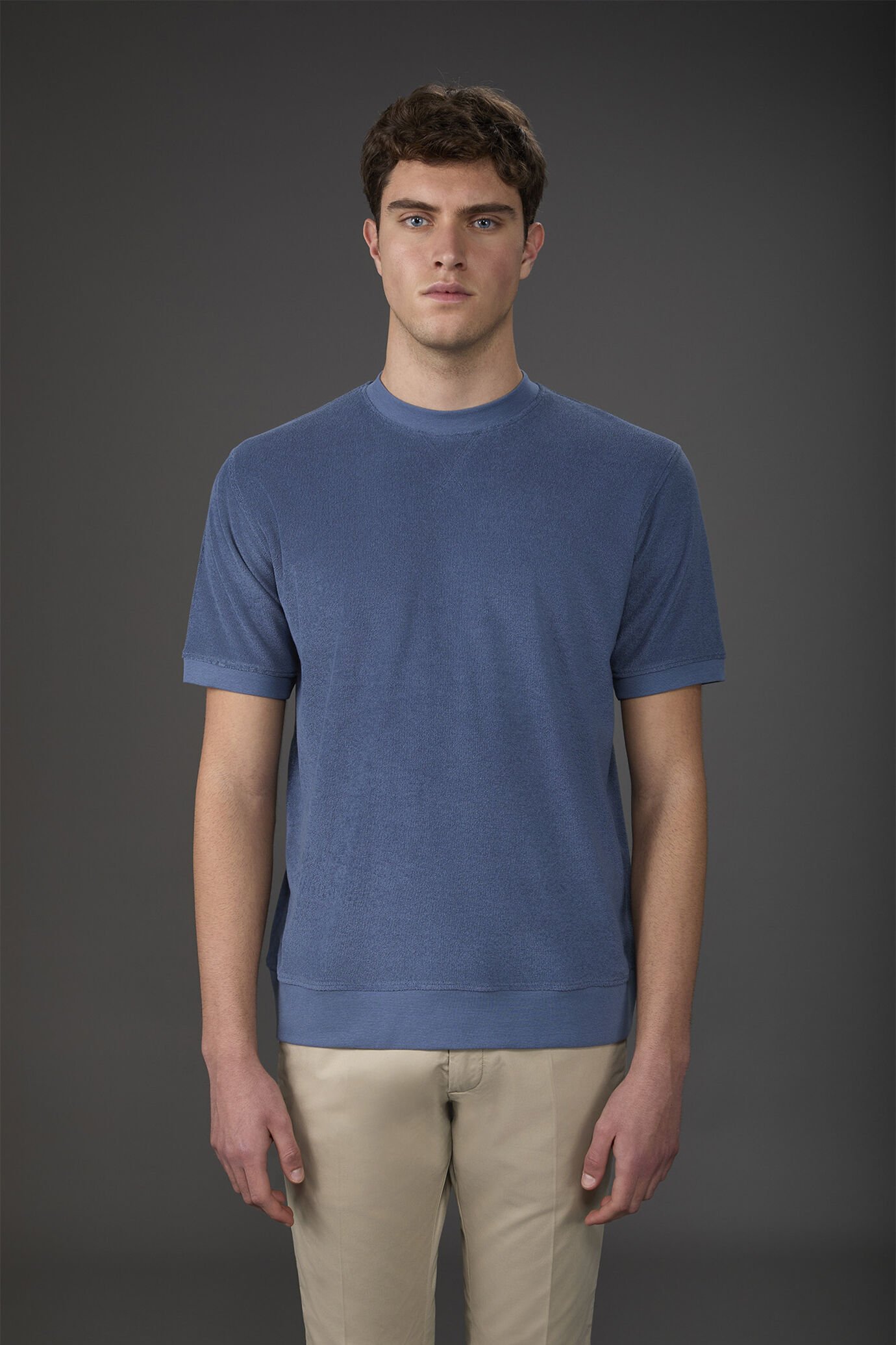 T-shirt homme col rond et manches courtes en coton éponge