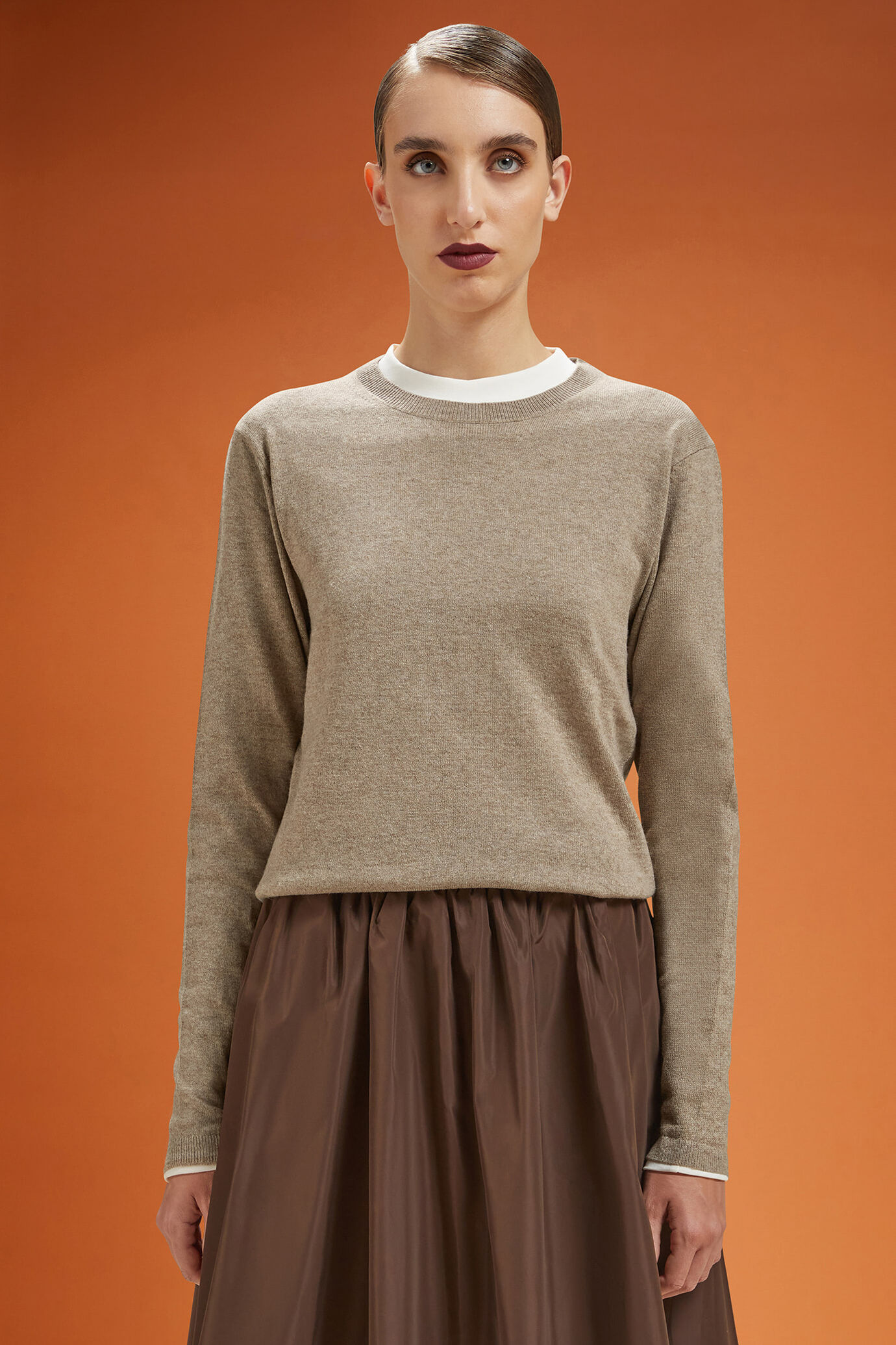 Women's regular fit crew neck jumper in a blend of wool and cashmere image number 0